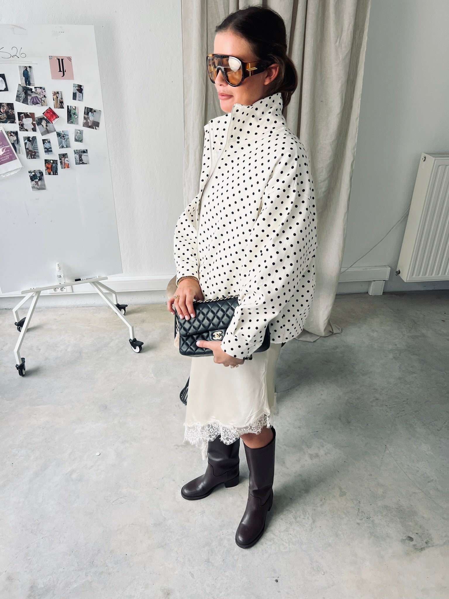 Polka dot jacket ecru/black