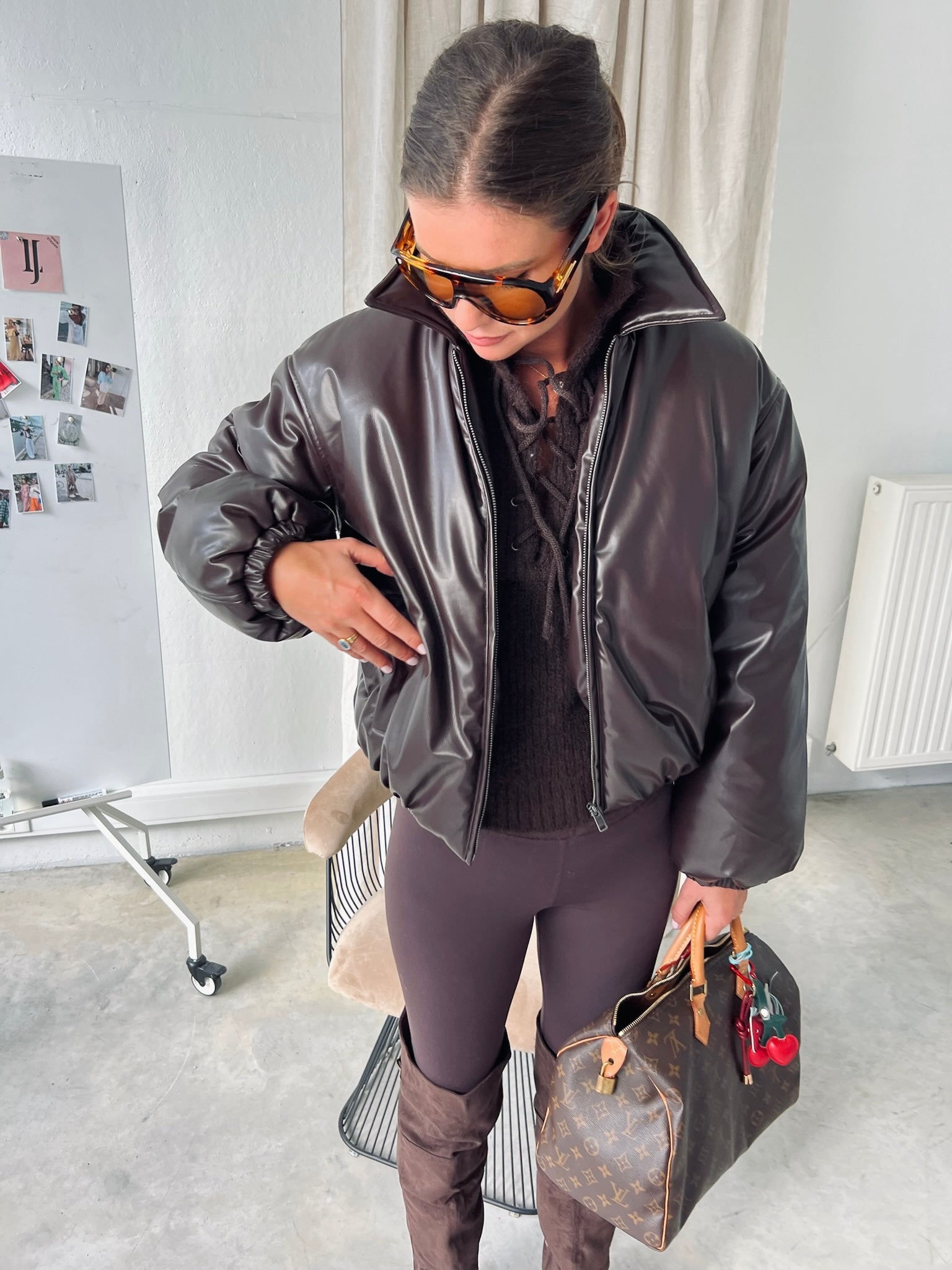 OBJCleo LS short jacket seal brown