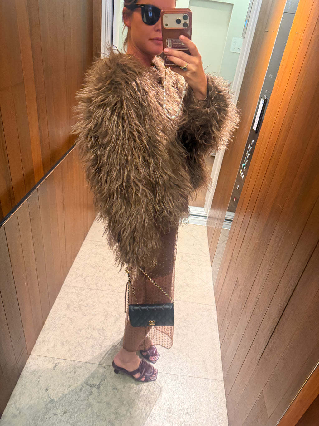 YASSarafina LS furry jacket walnut