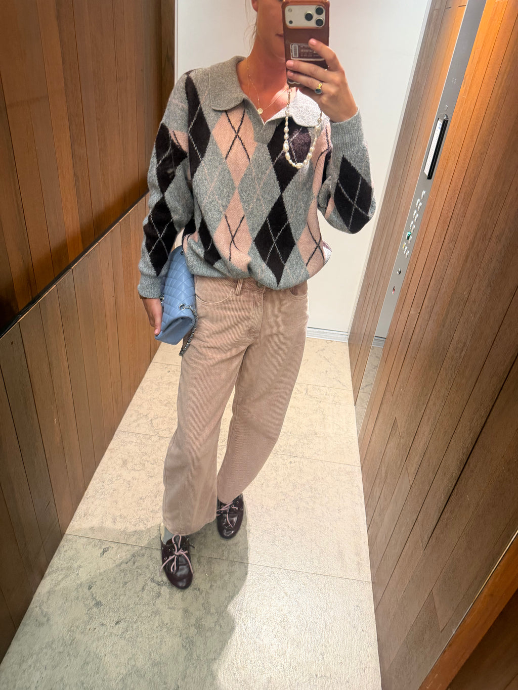 Enola checked jumper grey/burgundy/pink