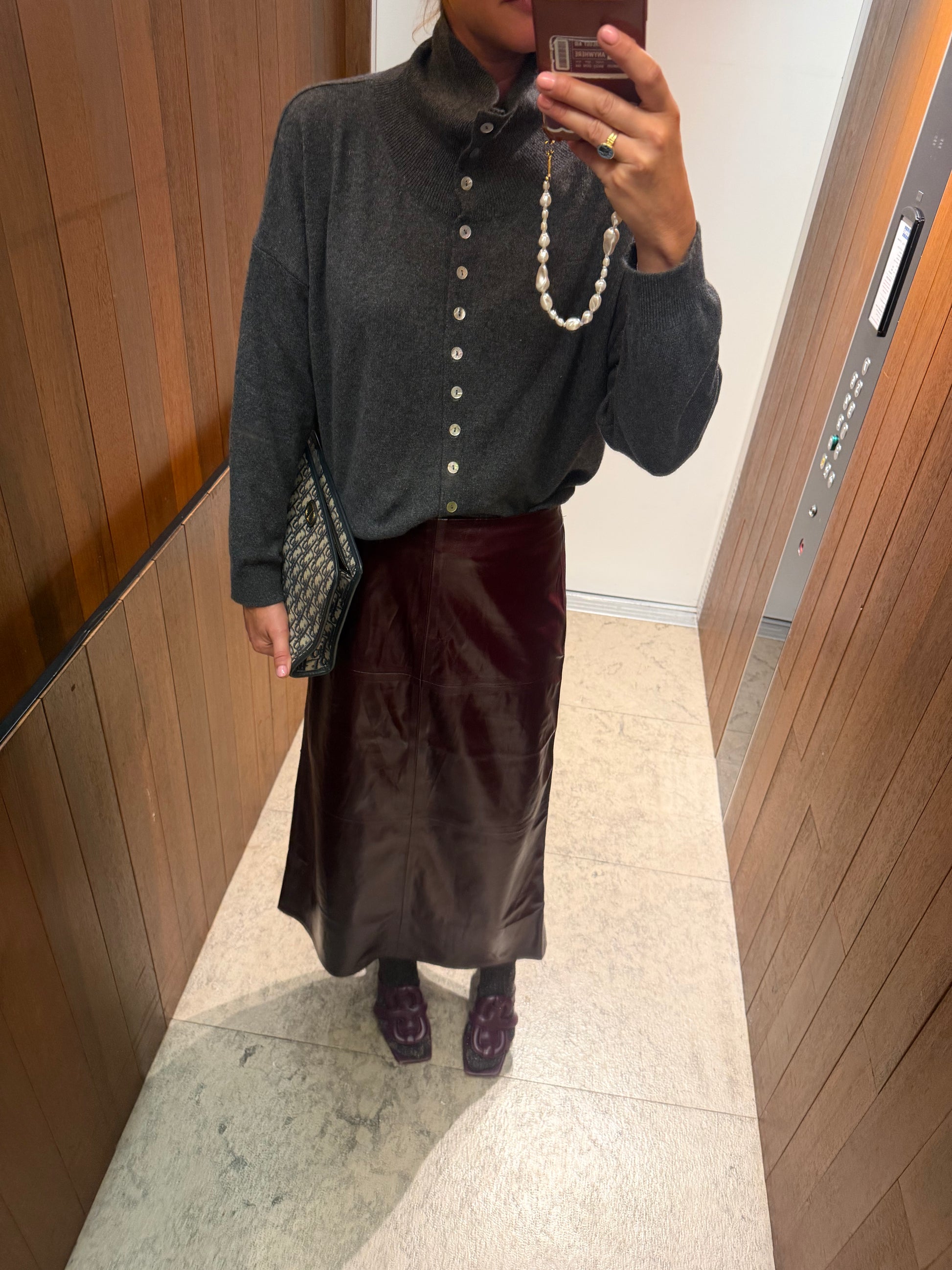 Jella PU skirt oxblood