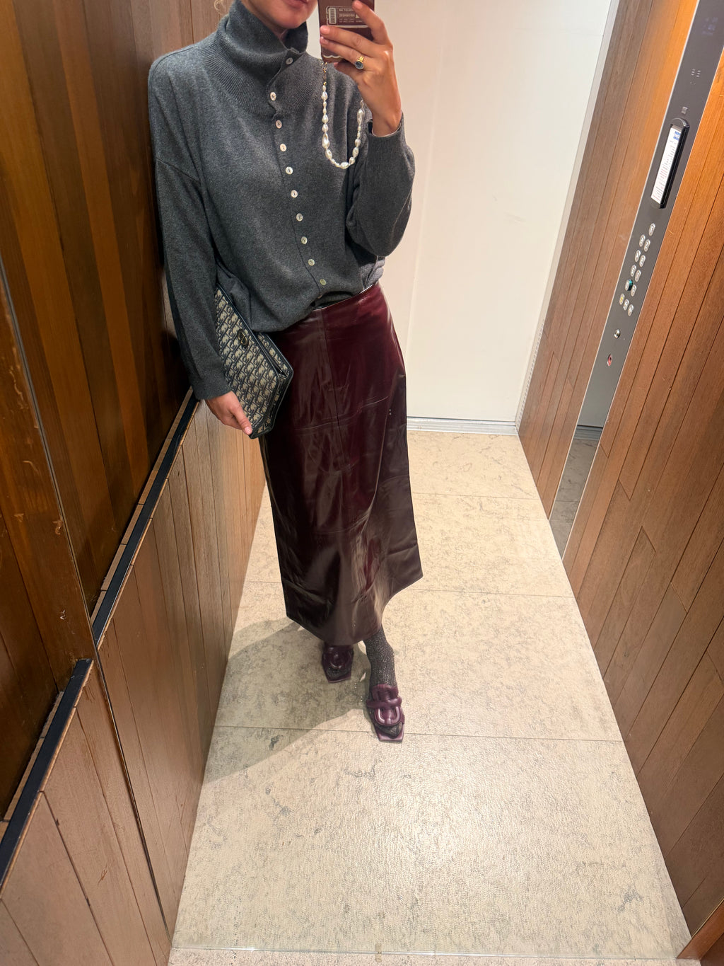 Jella PU skirt oxblood