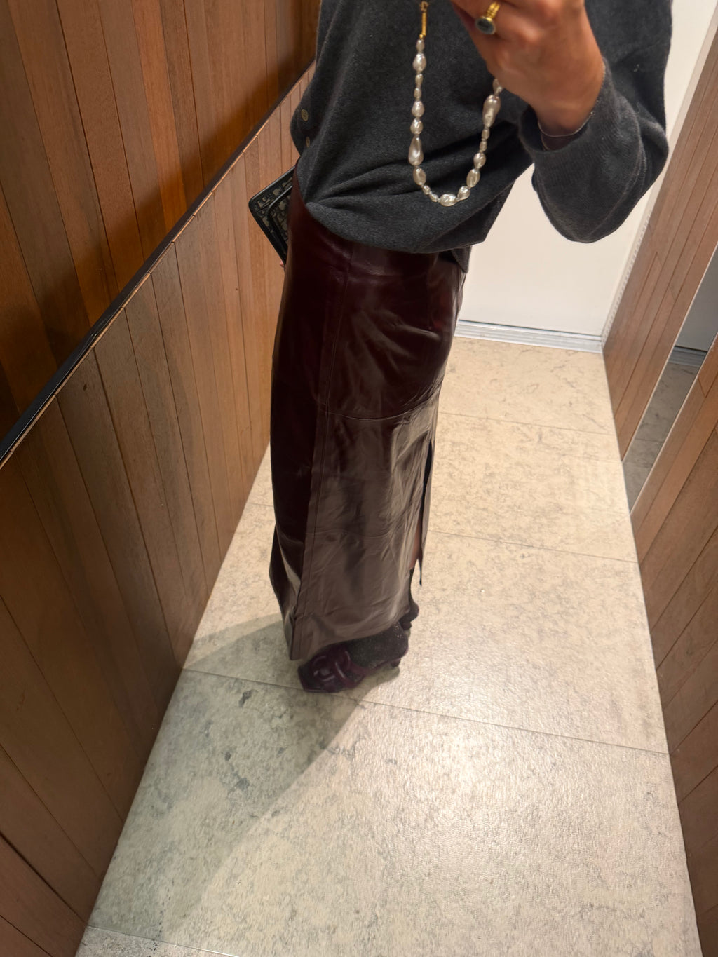 Jella PU skirt oxblood