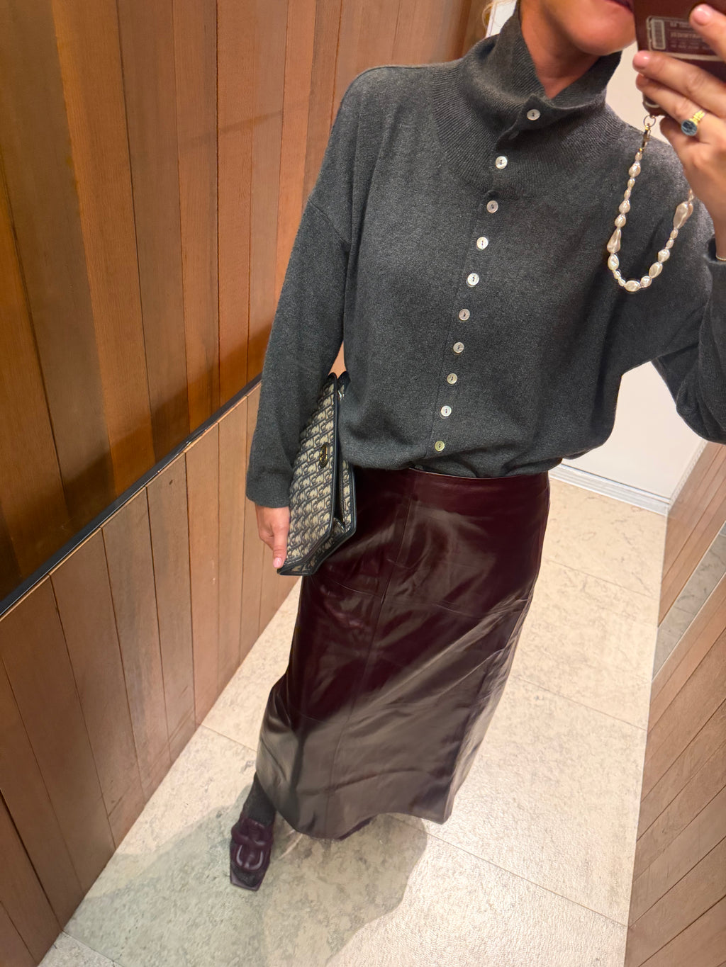 Jella PU skirt oxblood