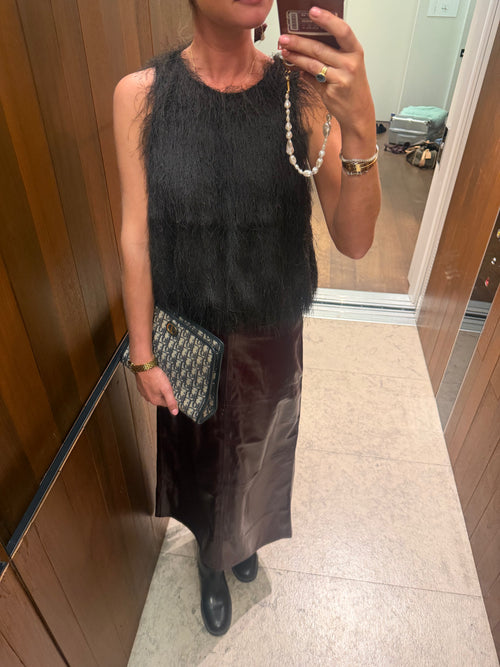 YASFrikke SL fringe top chocolate brown