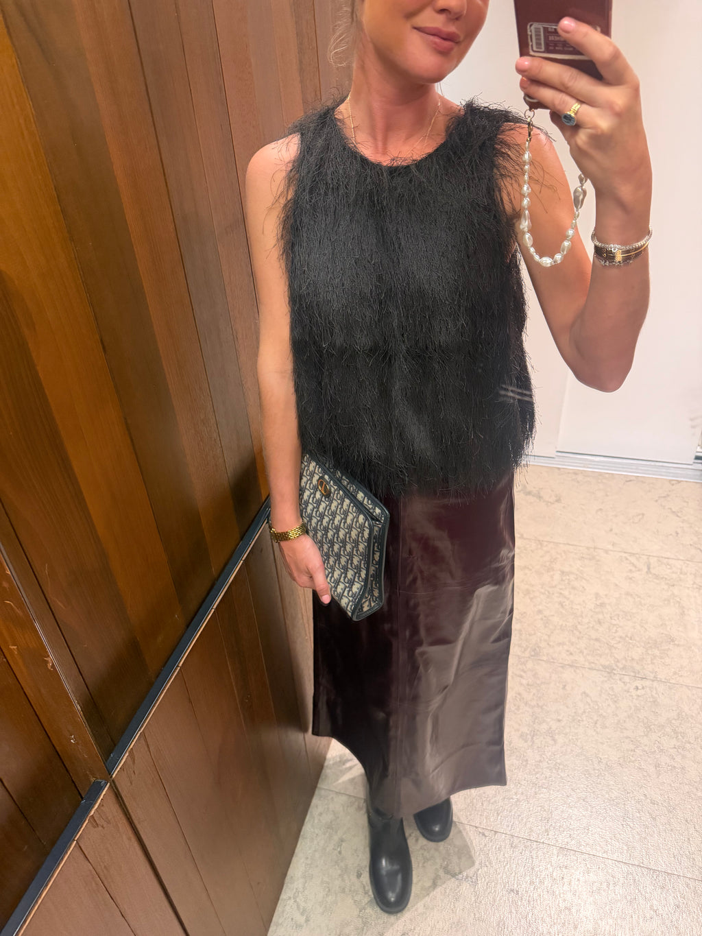 YASFrikke SL fringe top chocolate brown