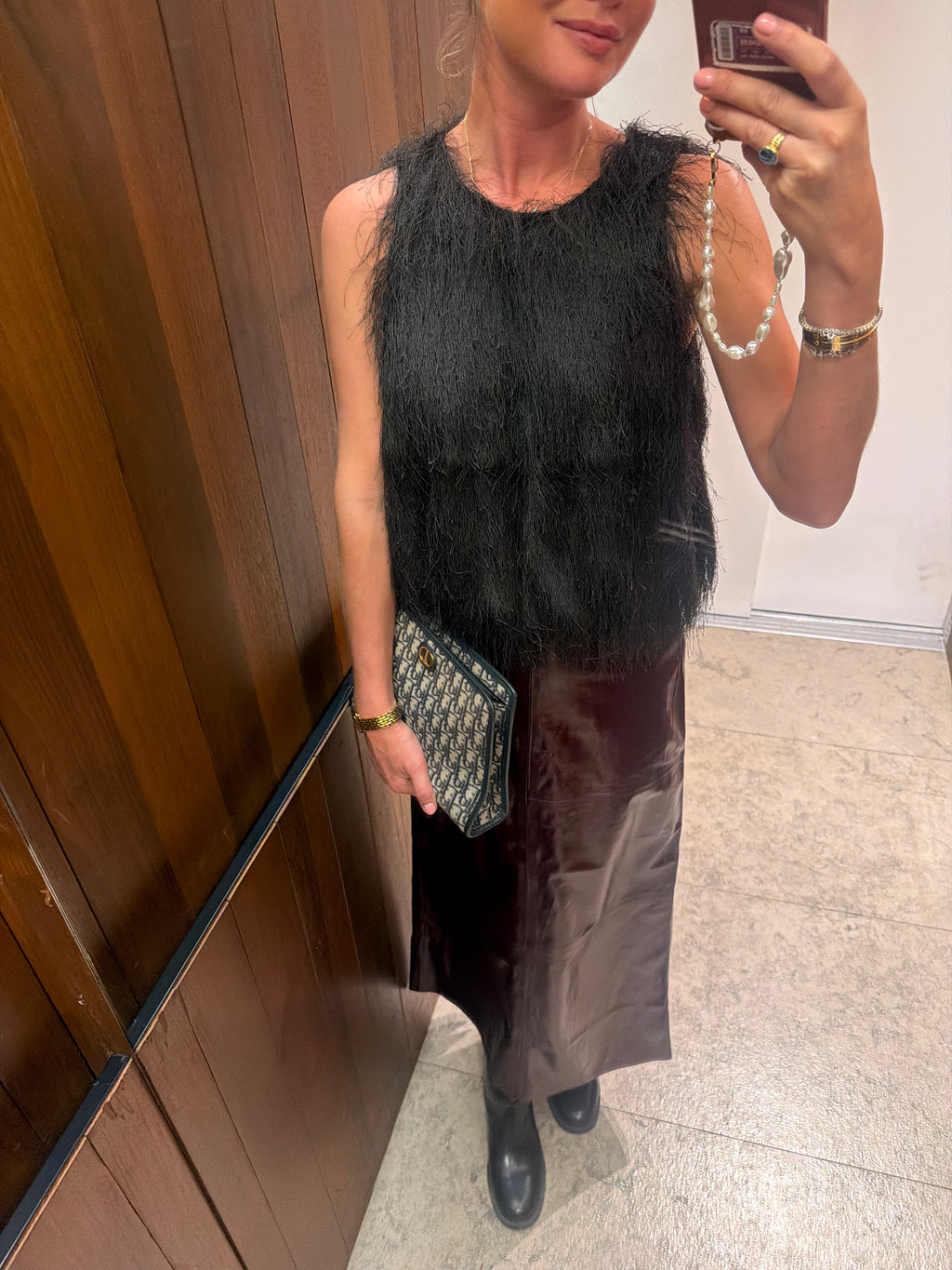 YASFrikke SL fringe top chocolate brown