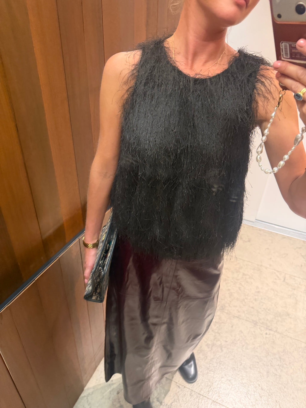 YASFrikke SL fringe top chocolate brown