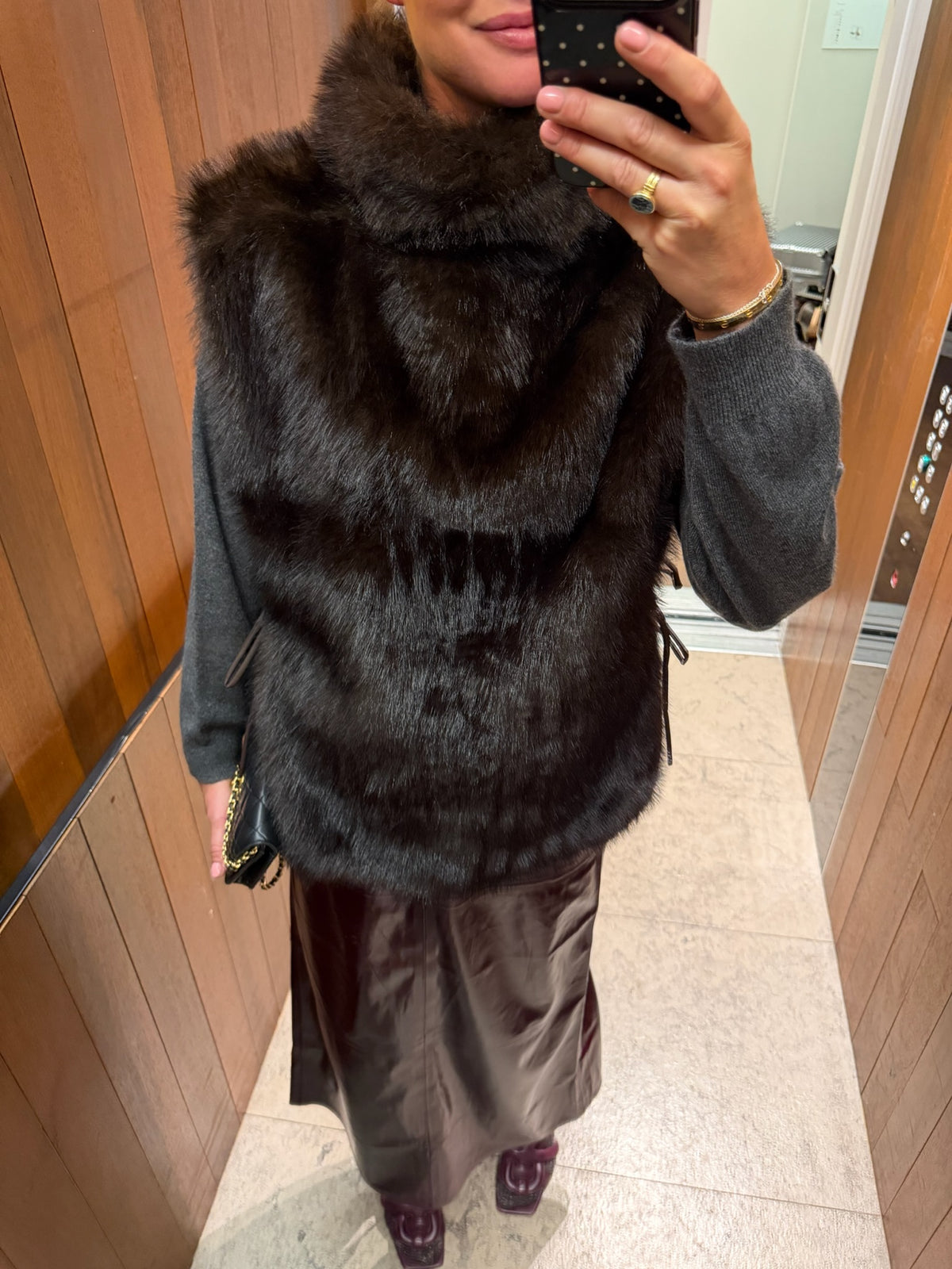 Emerie vest brown fur