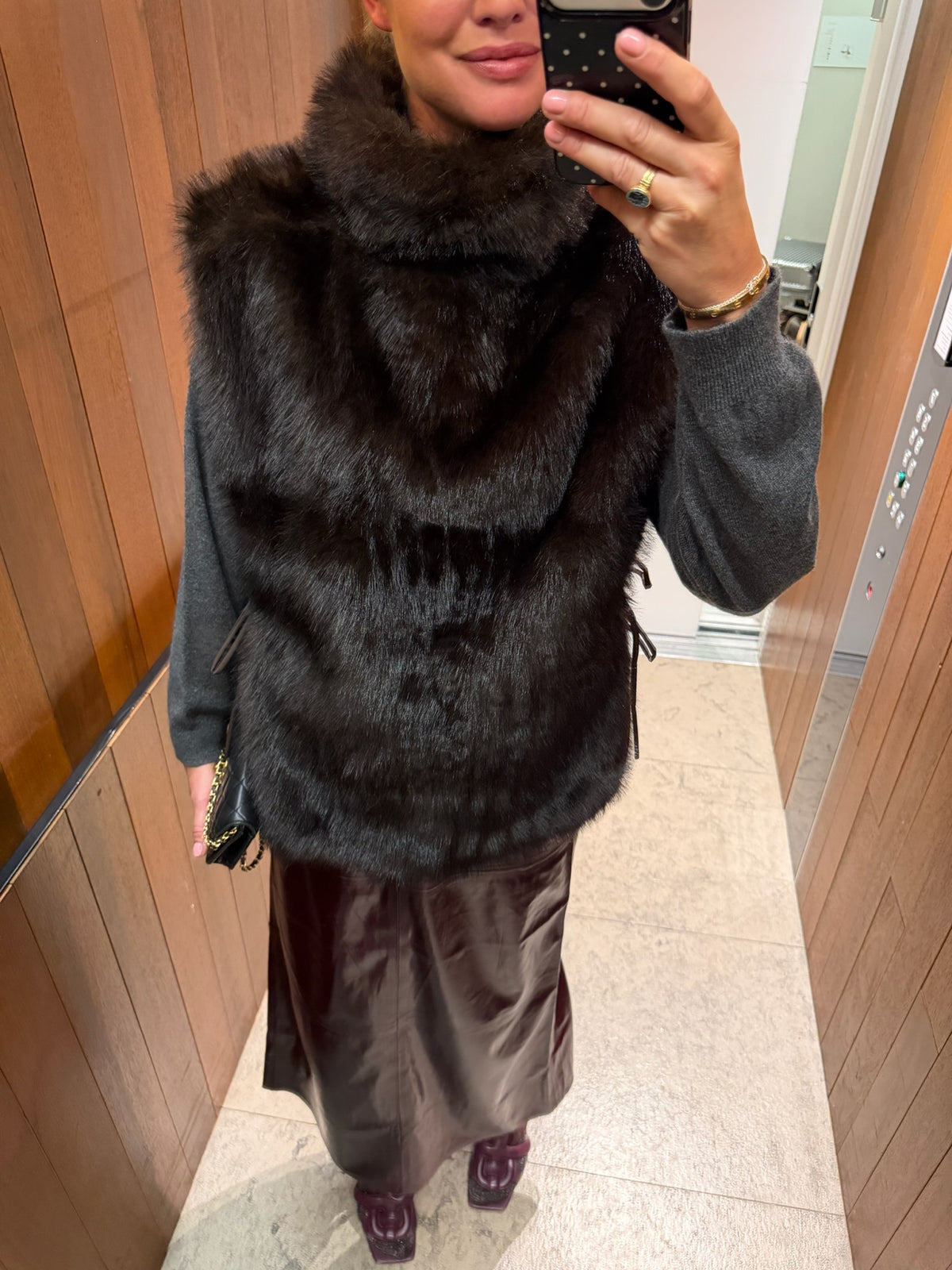 Emerie vest brown fur