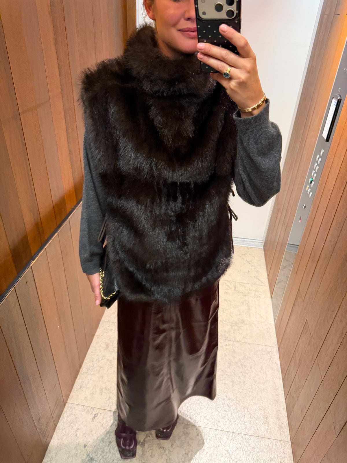 Emerie vest brown fur