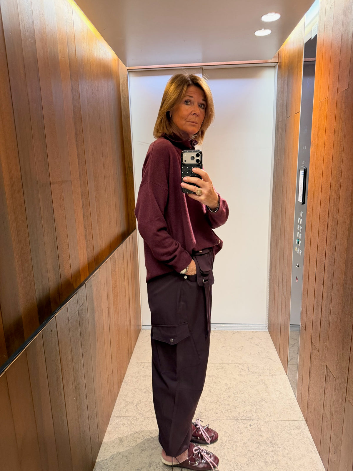 Zoey LS wool blend knitted cardigan burgundy