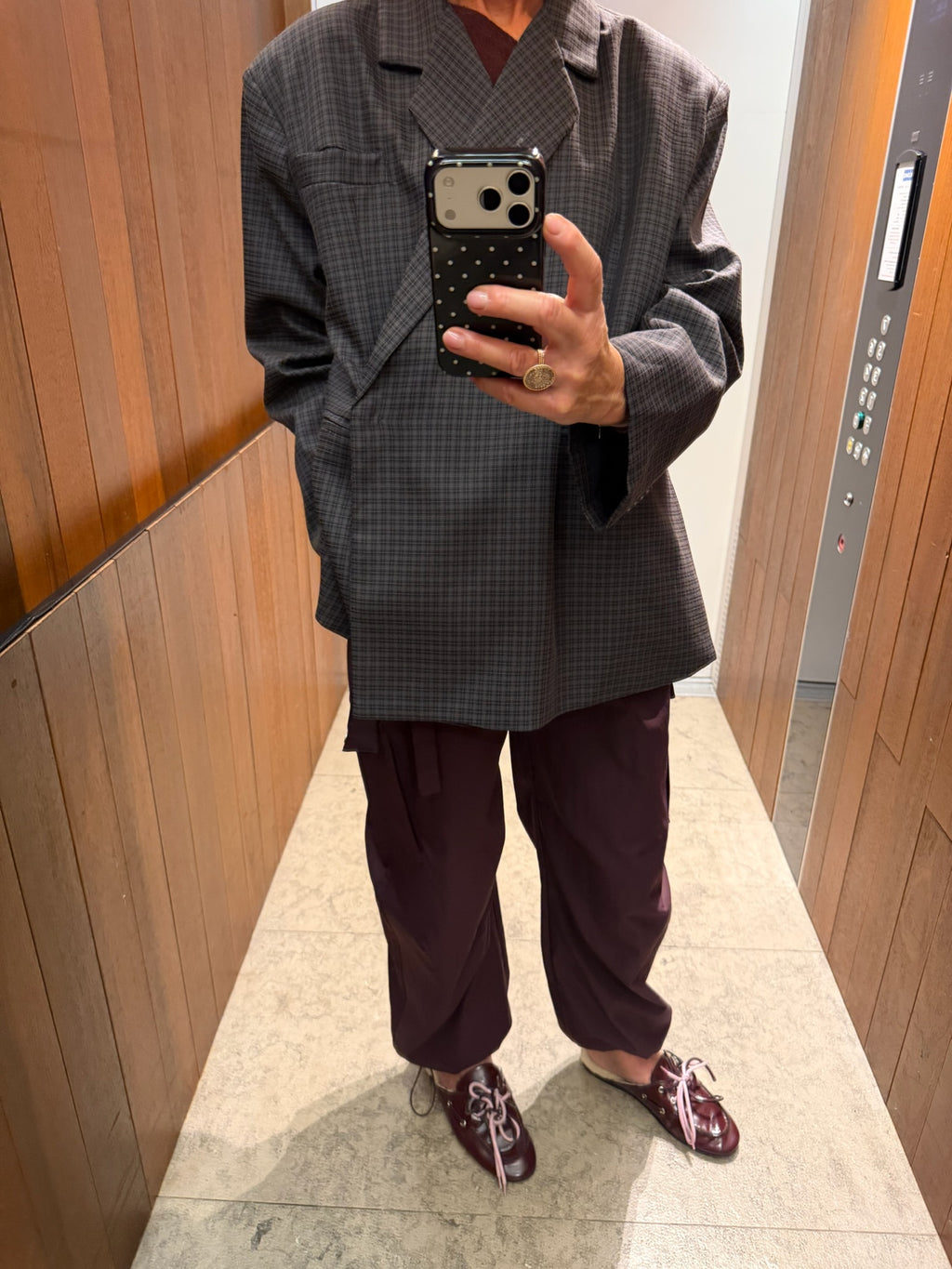 Chloe oversized checked blazer blue/taupe gray