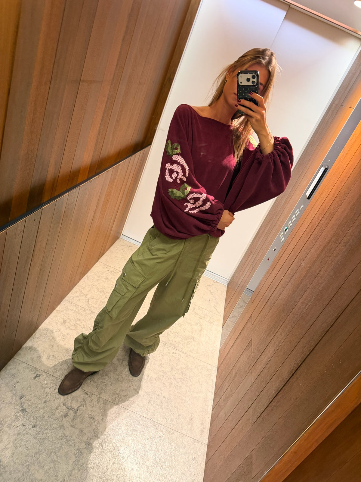 Theresa off shoulder sweatshirt burgundy