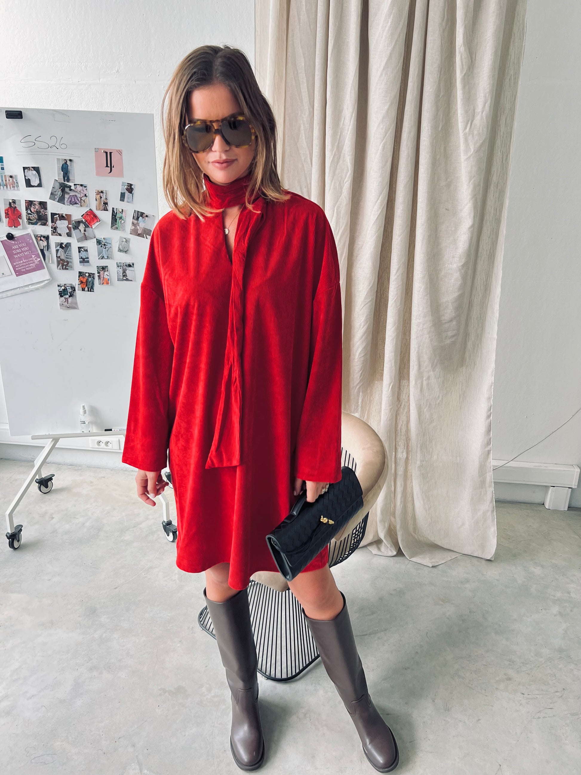YASCordy LS dress jester red