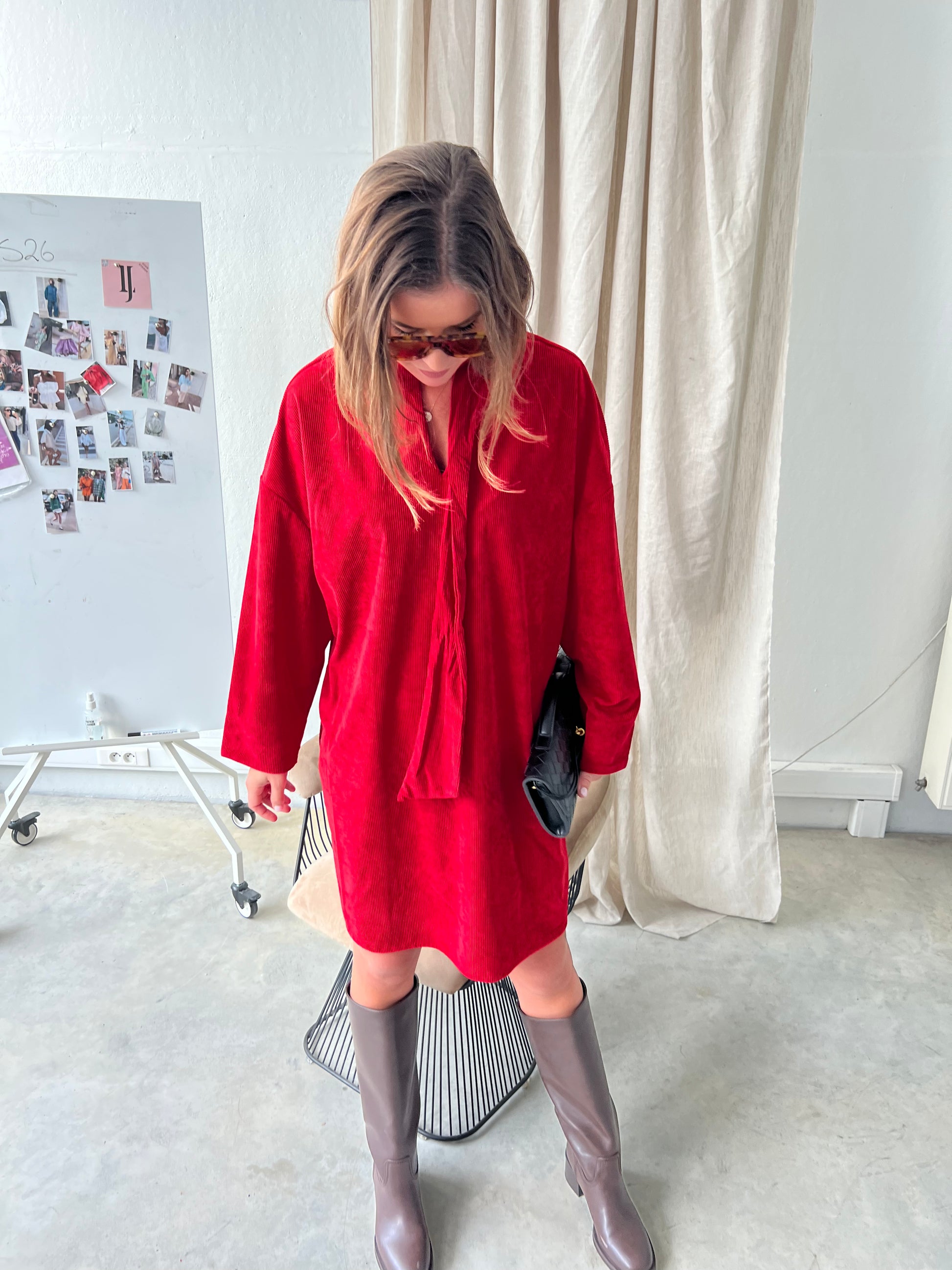 YASCordy LS dress jester red