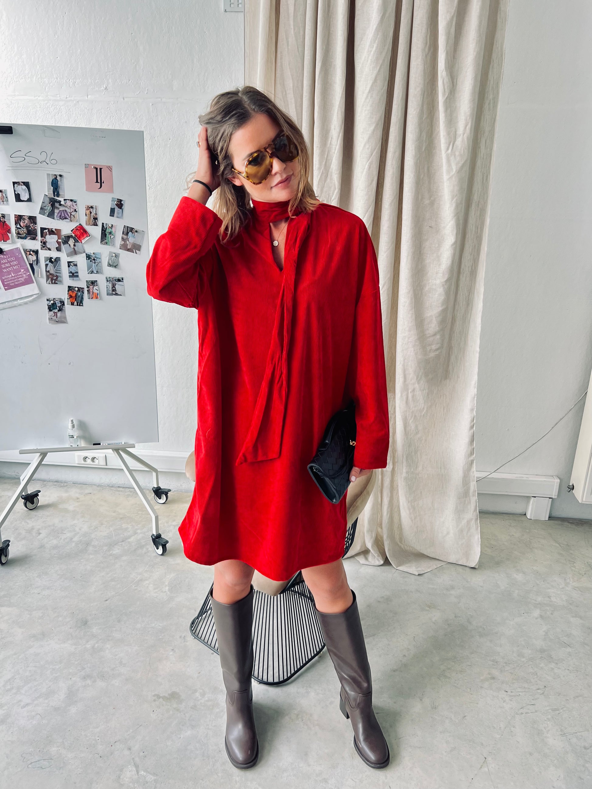 YASCordy LS dress jester red