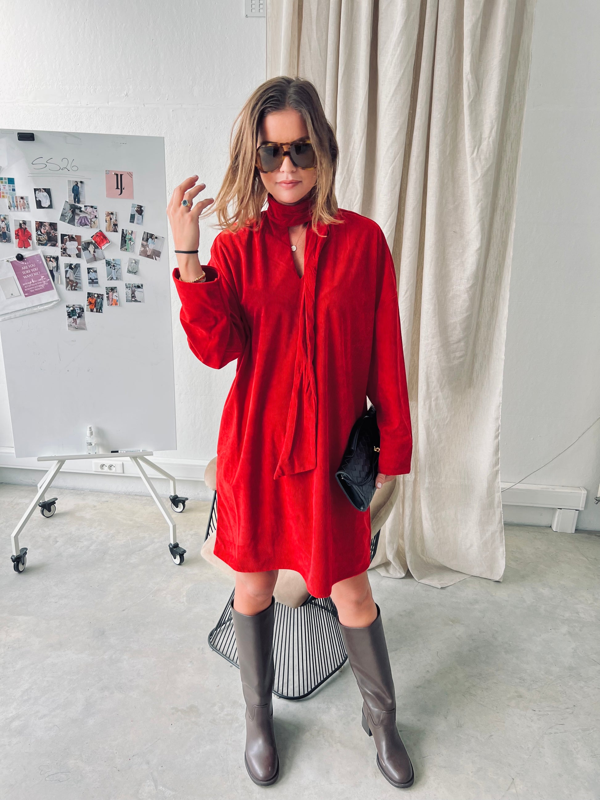 YASCordy LS dress jester red