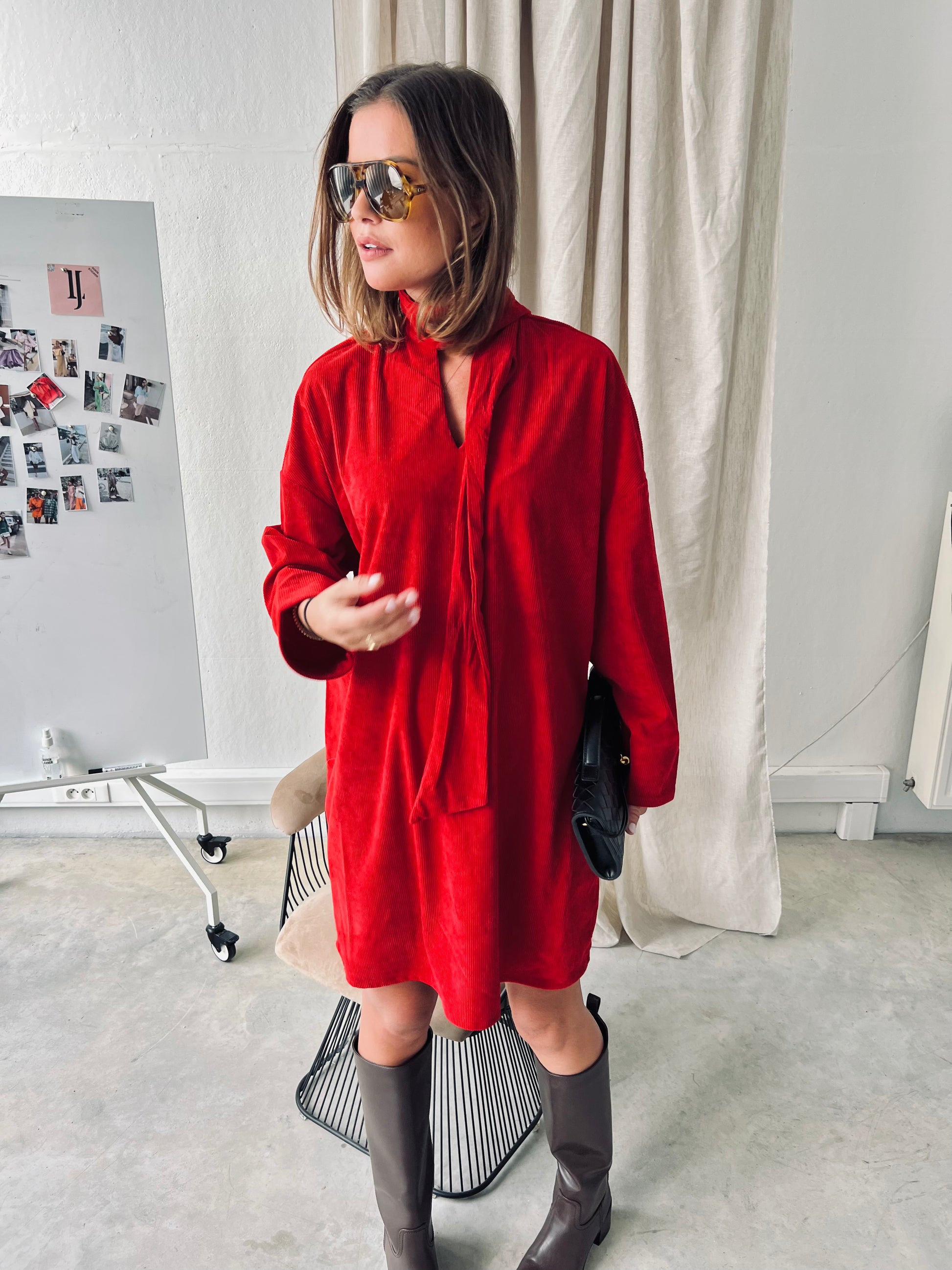 YASCordy LS dress jester red