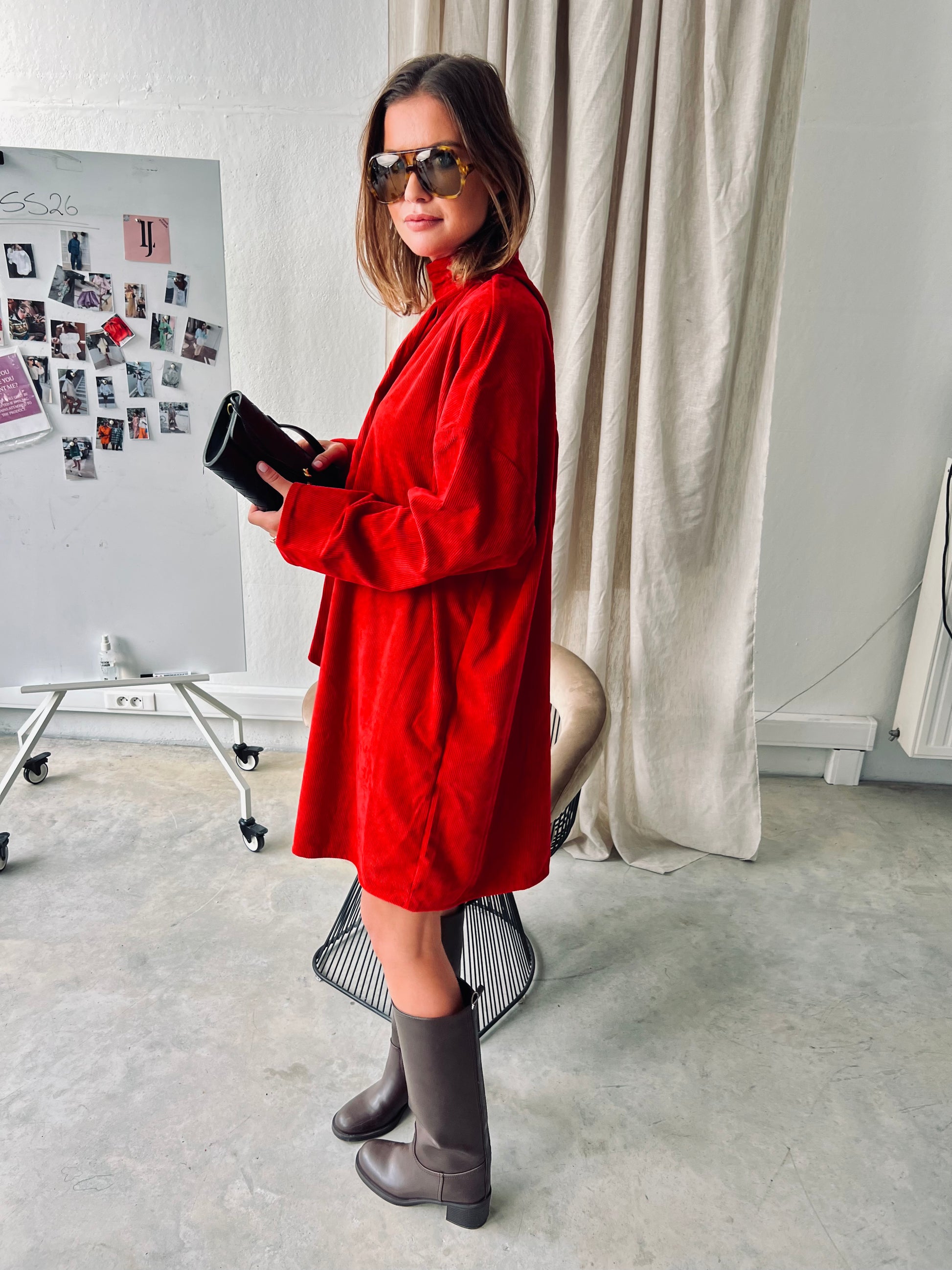 YASCordy LS dress jester red
