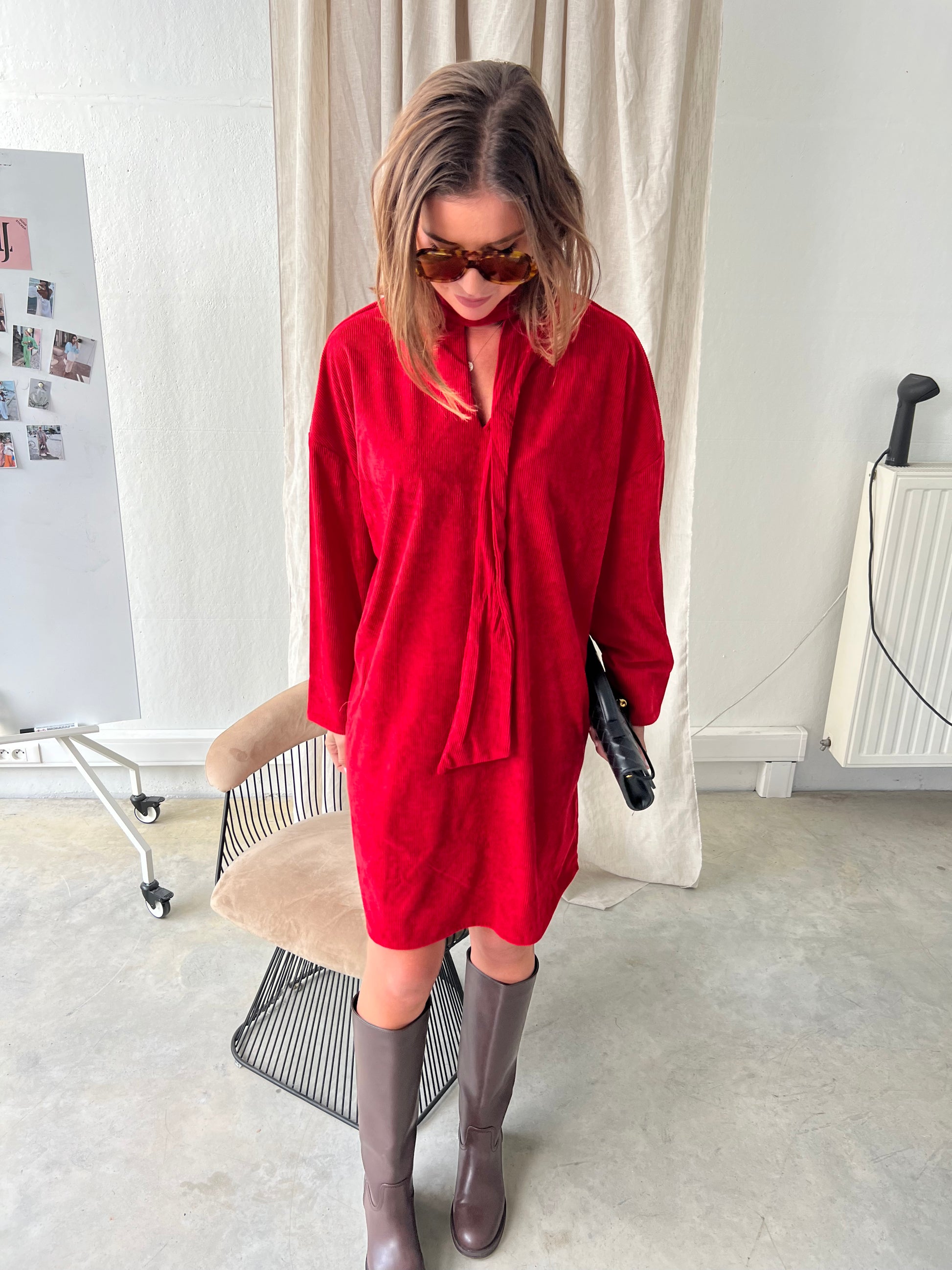 YASCordy LS dress jester red