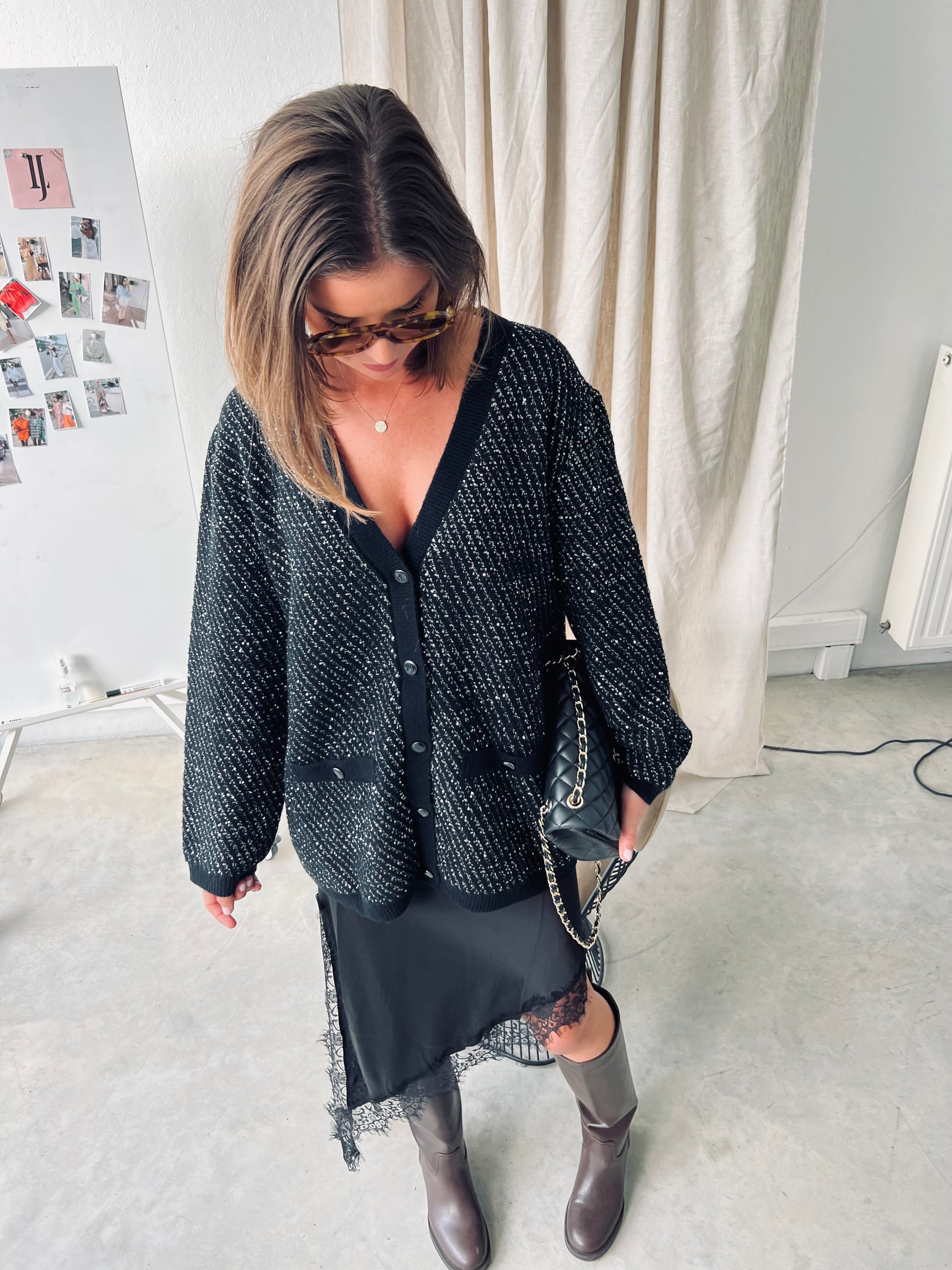 GZCosma cardigan black with lurex