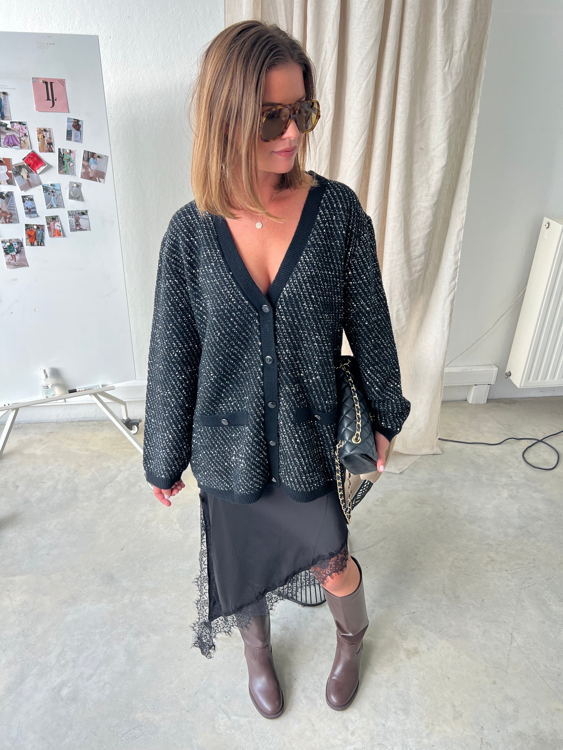 GZCosma cardigan black with lurex