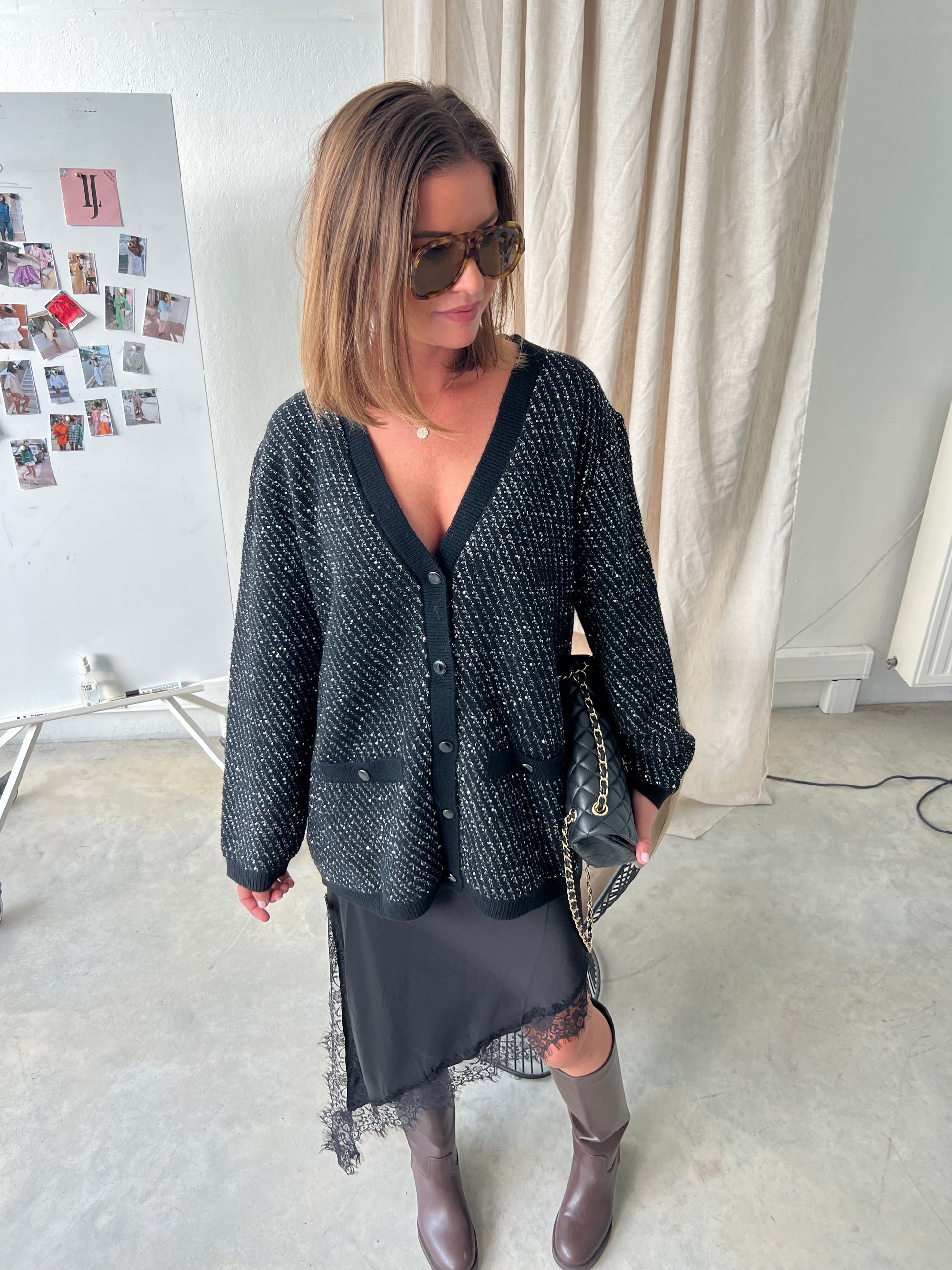 GZCosma cardigan black with lurex