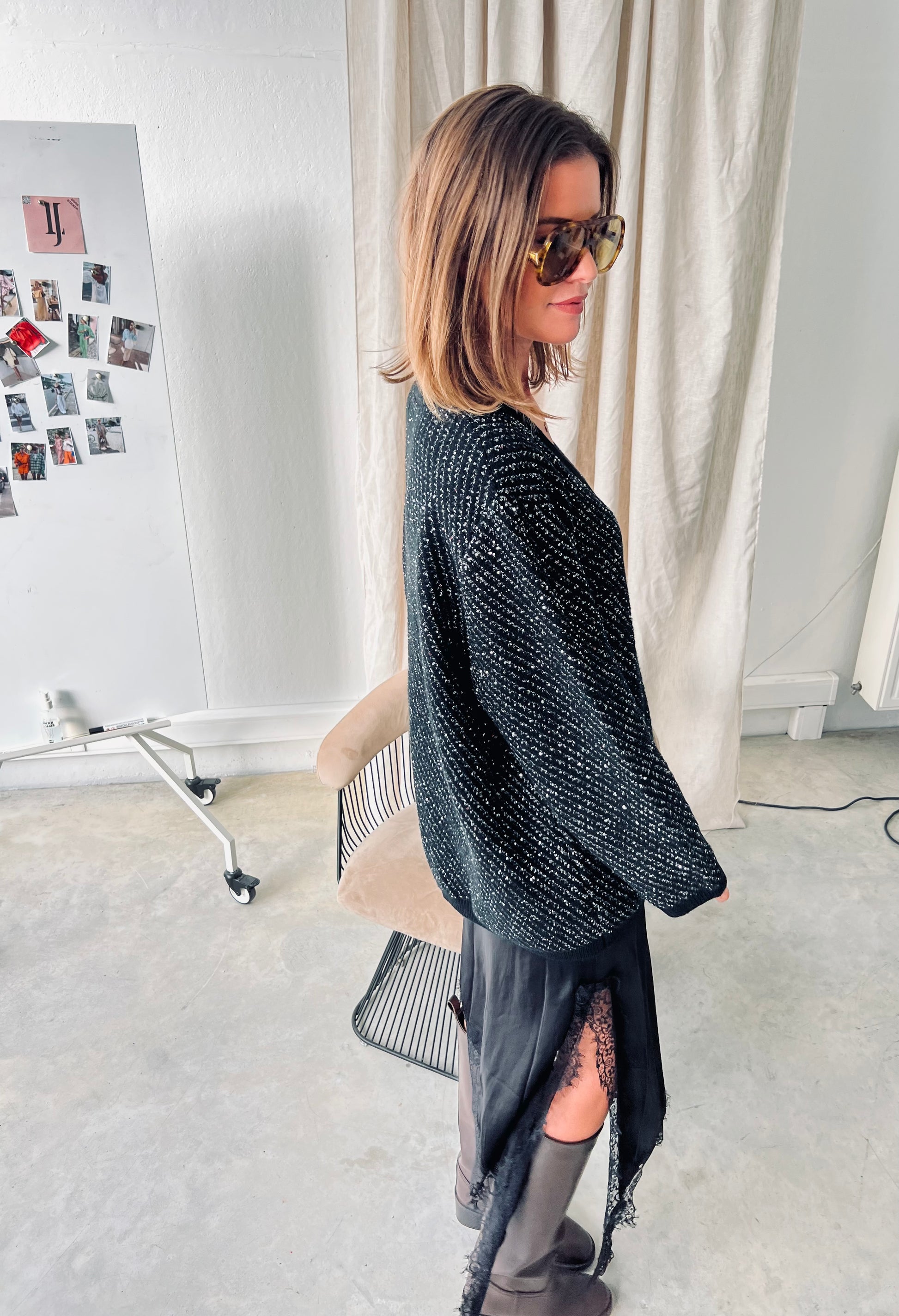 GZCosma cardigan black with lurex