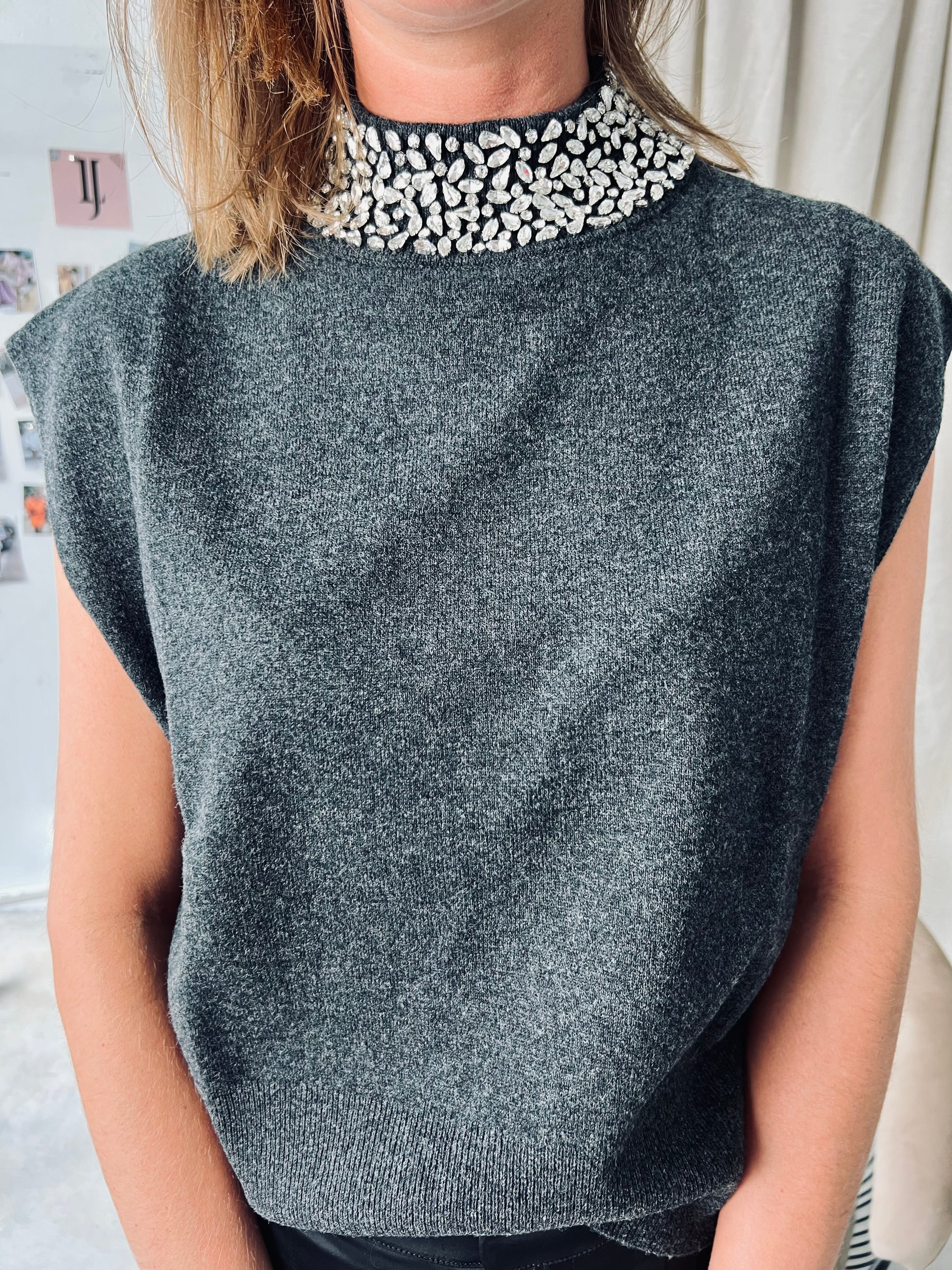 GZManzi deco waistcoat deep graphite melange