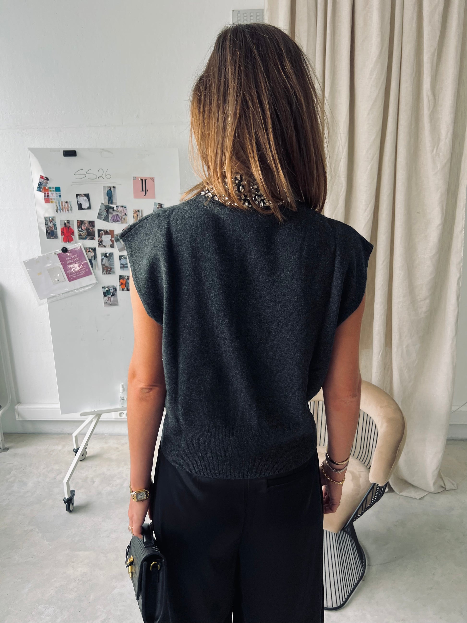 GZManzi deco waistcoat deep graphite melange