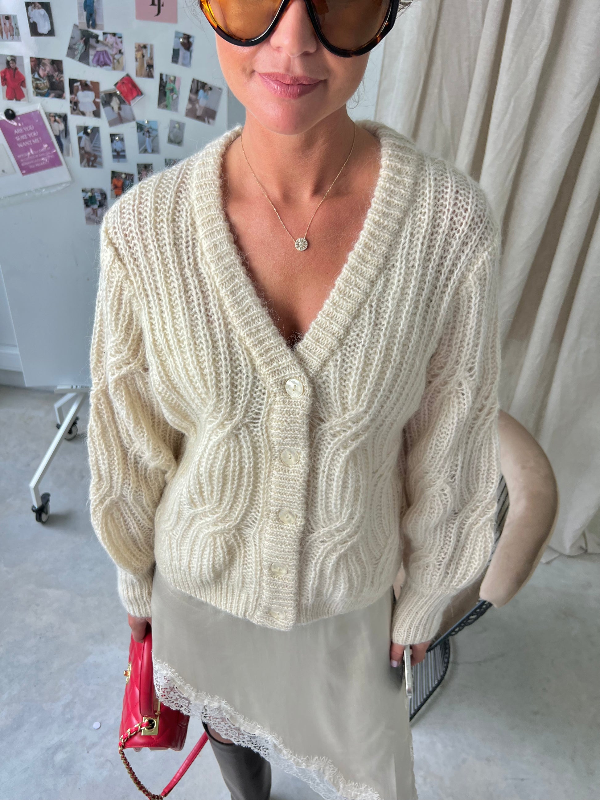 YASZuma LS wool blend knit cardigan birch