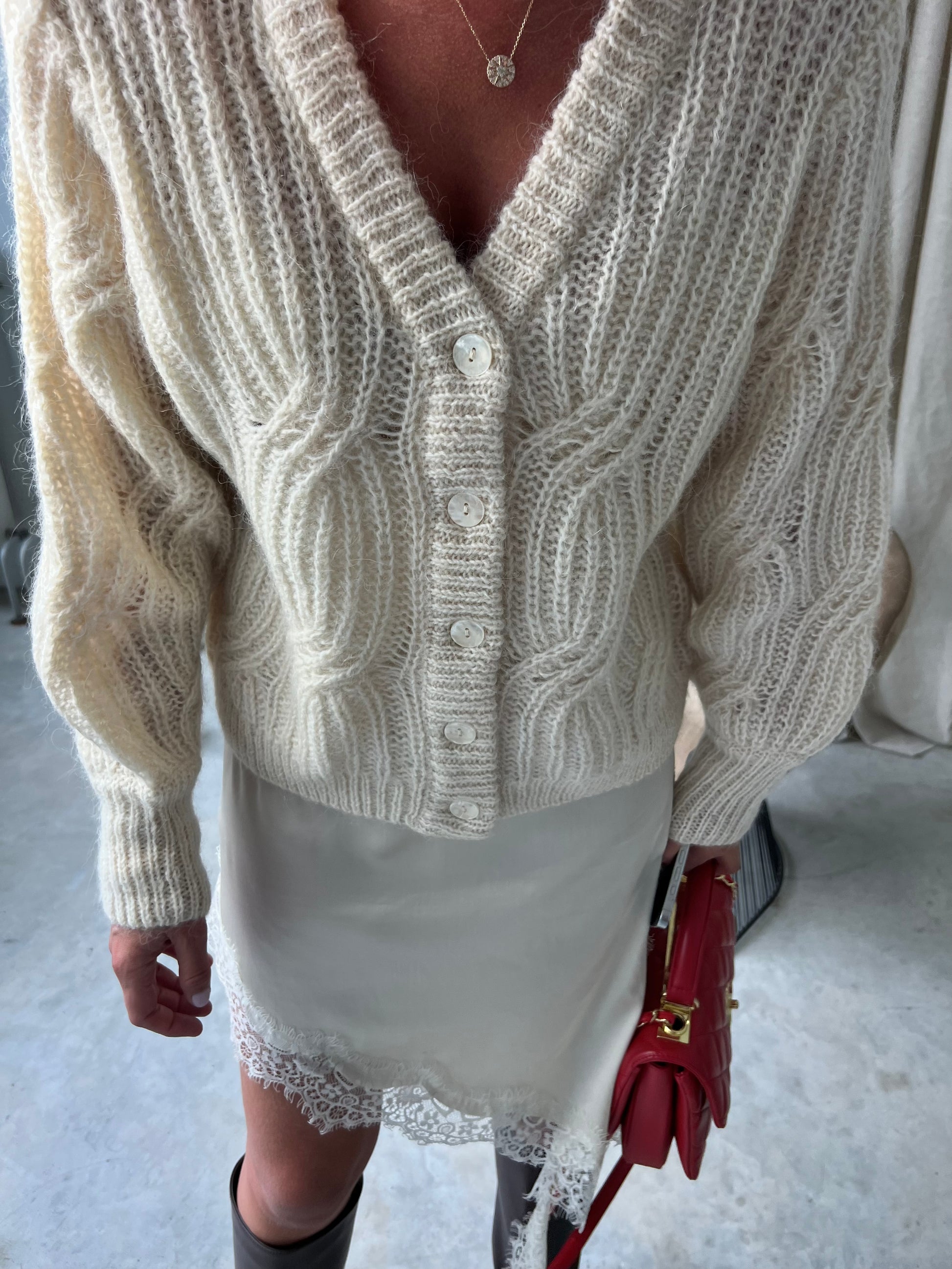 YASZuma LS wool blend knit cardigan birch
