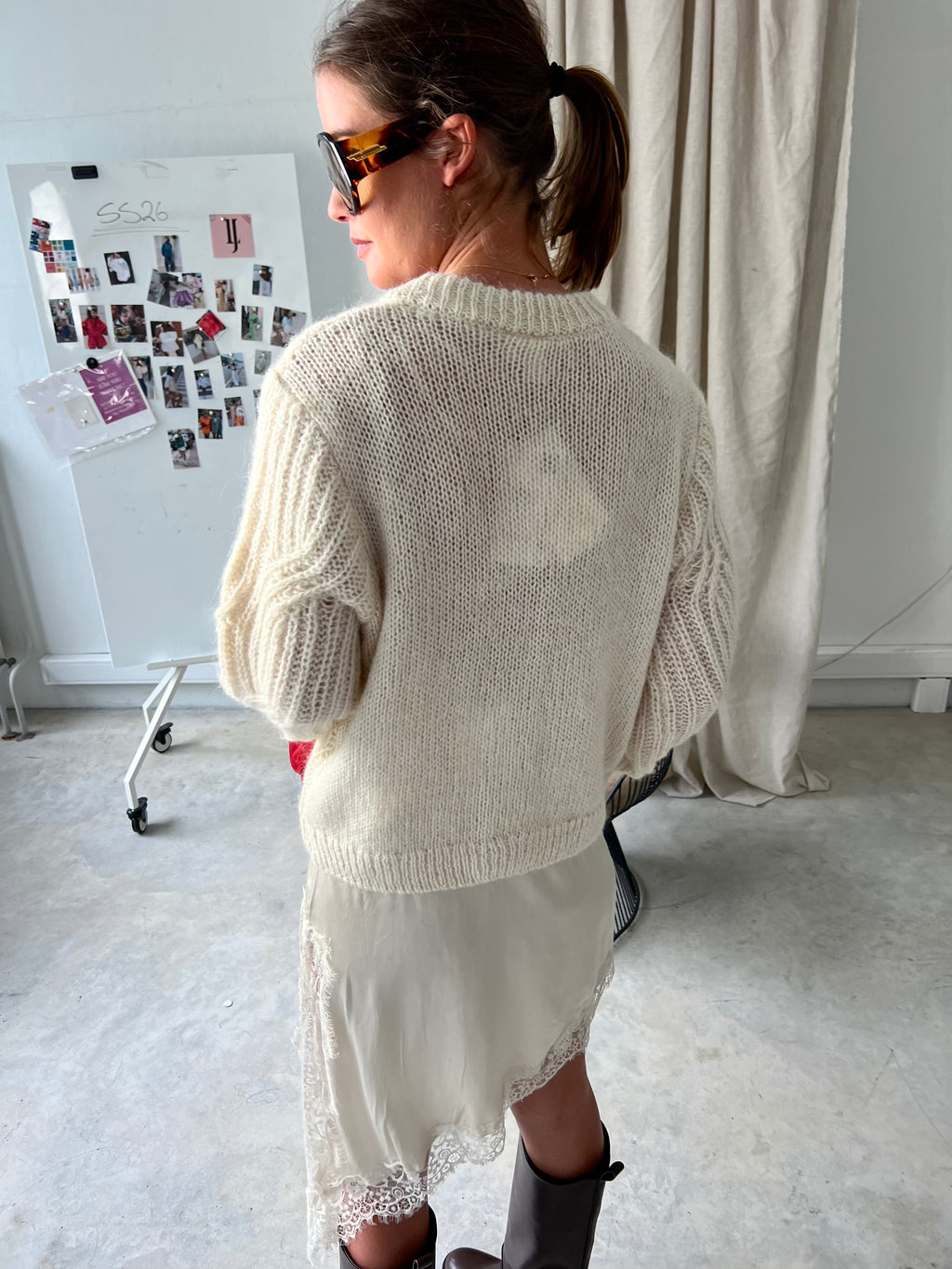 YASZuma LS wool blend knit cardigan birch