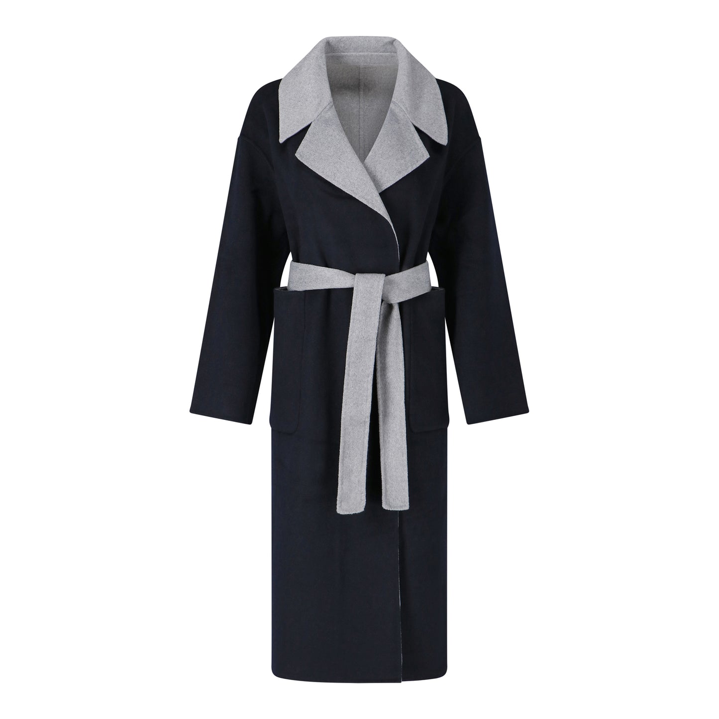 Manteau en laine Louise marine/gris clair
