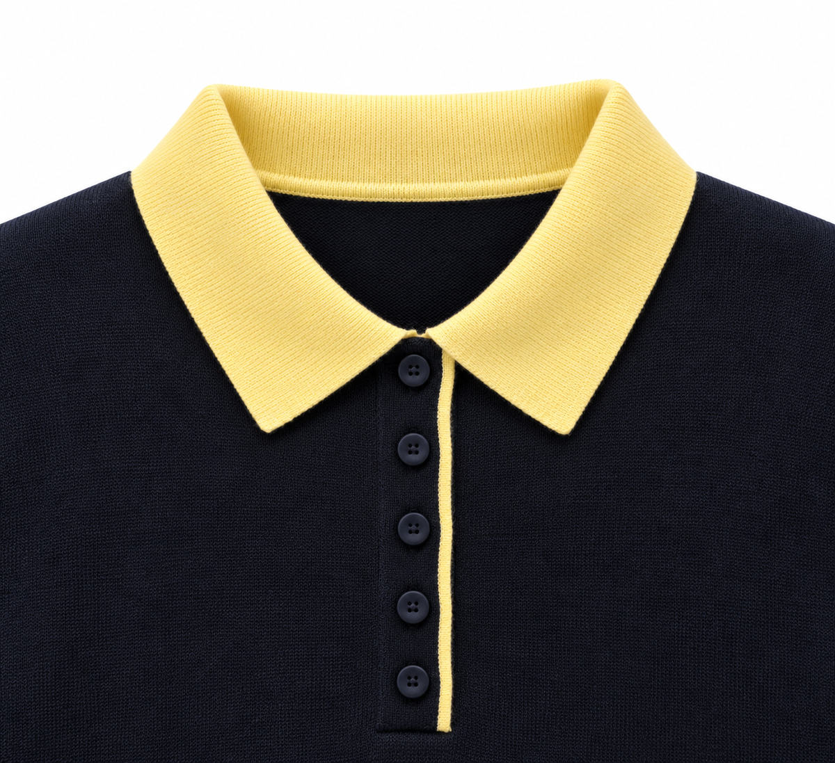 Elise polo neck knit jumper navy/butter yellow