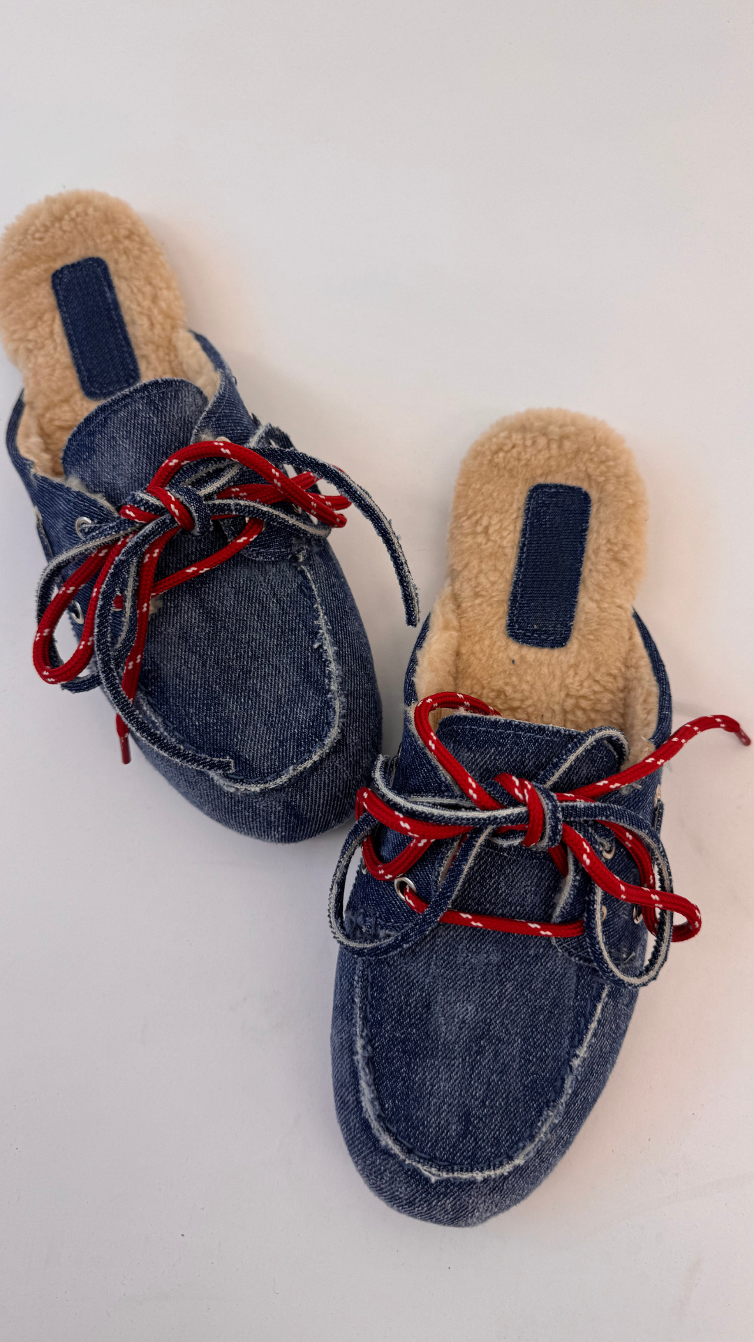 PAYasma lace fur loafers denim