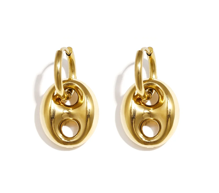 Stainless steel bean earrings gold