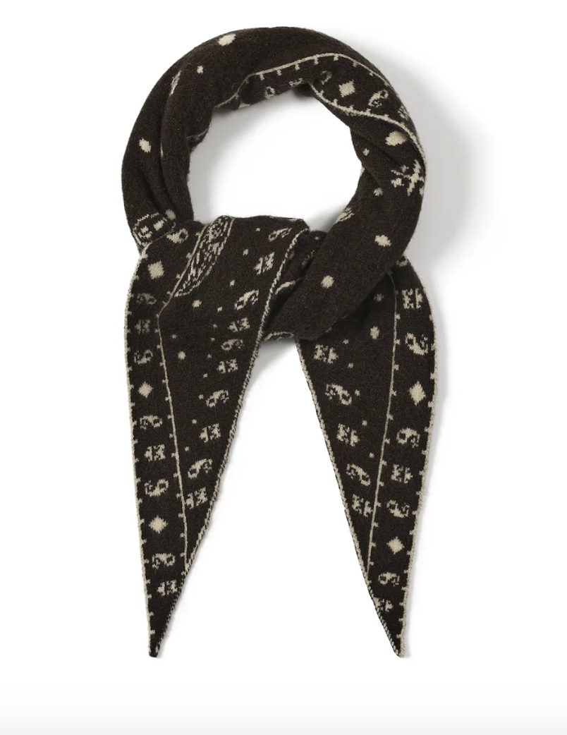 Paisley print triangle scarf dark brown/beige