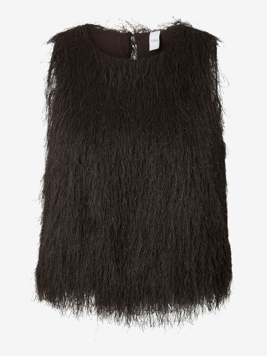 YASFrikke SL fringe top chocolate brown