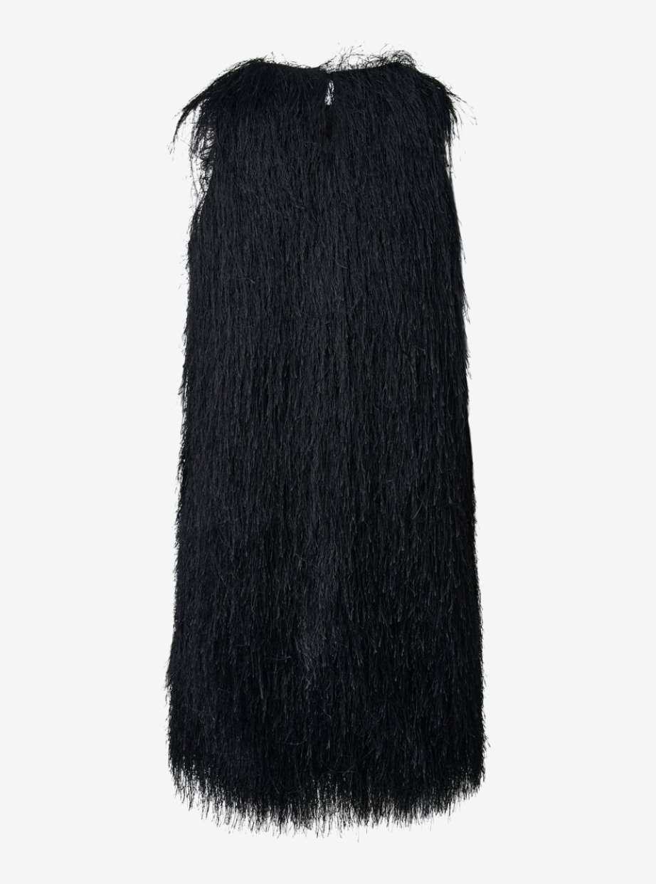 YASFrikke SL fringe mini dress black