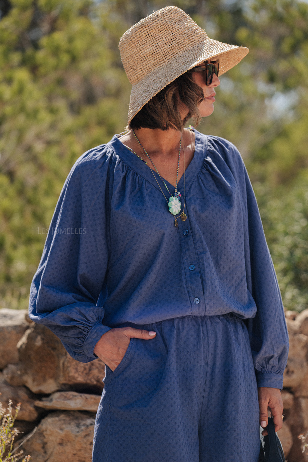 Blouse Juliette coton jean bleu