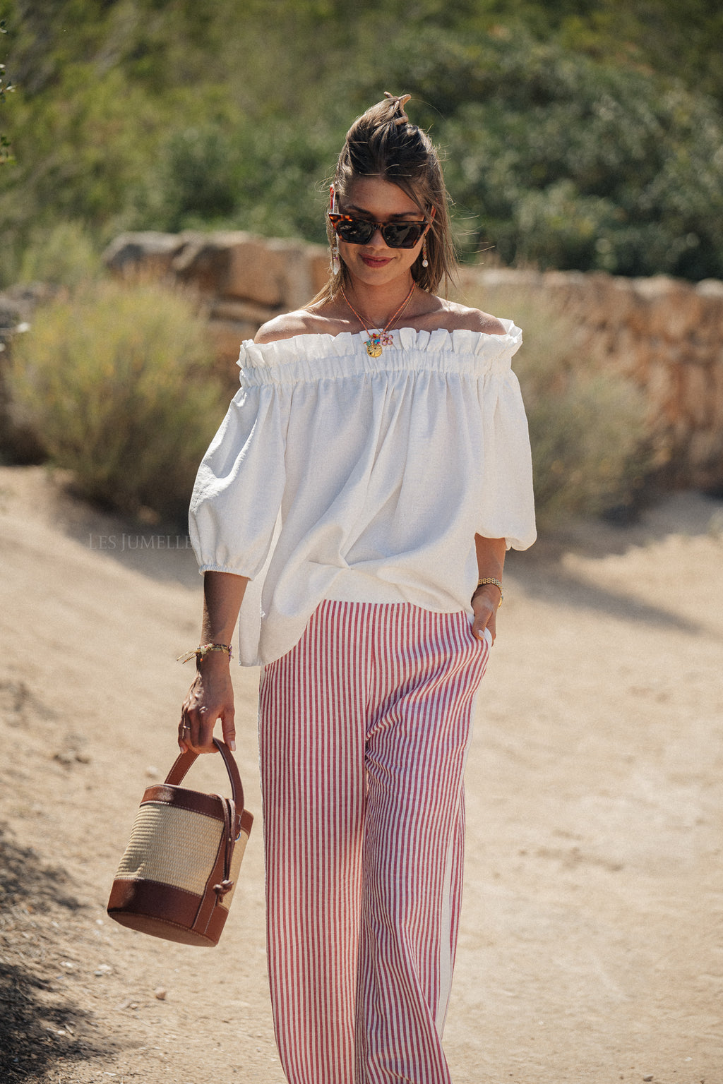 Lila striped pants red/offwhite