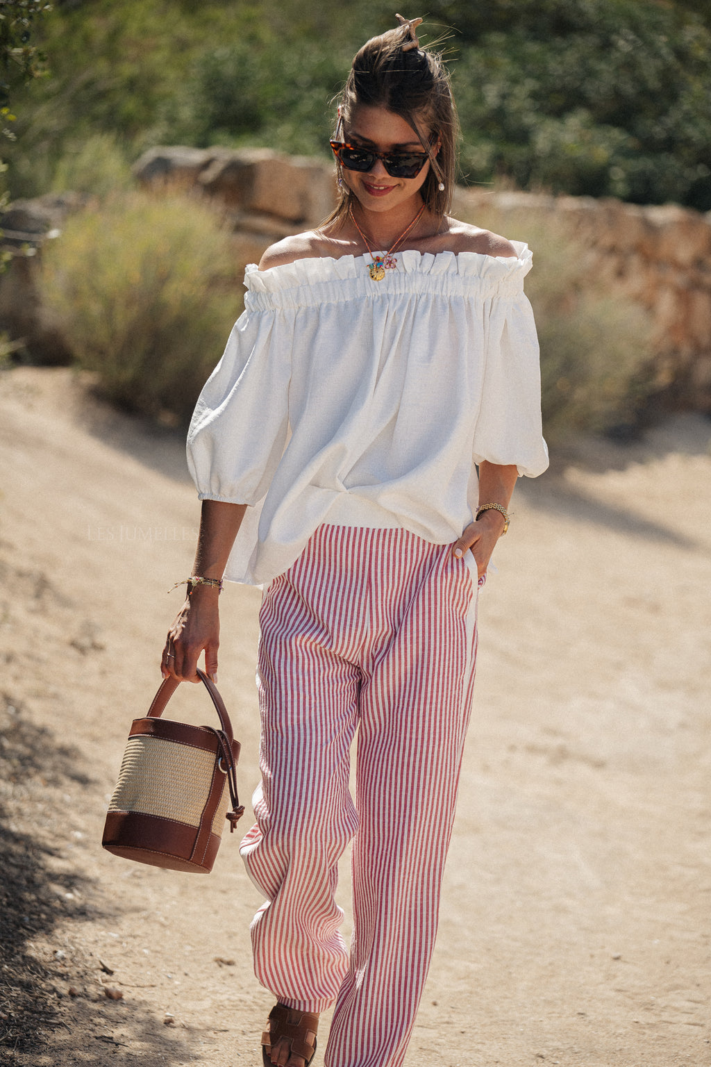 Lila striped pants red/offwhite