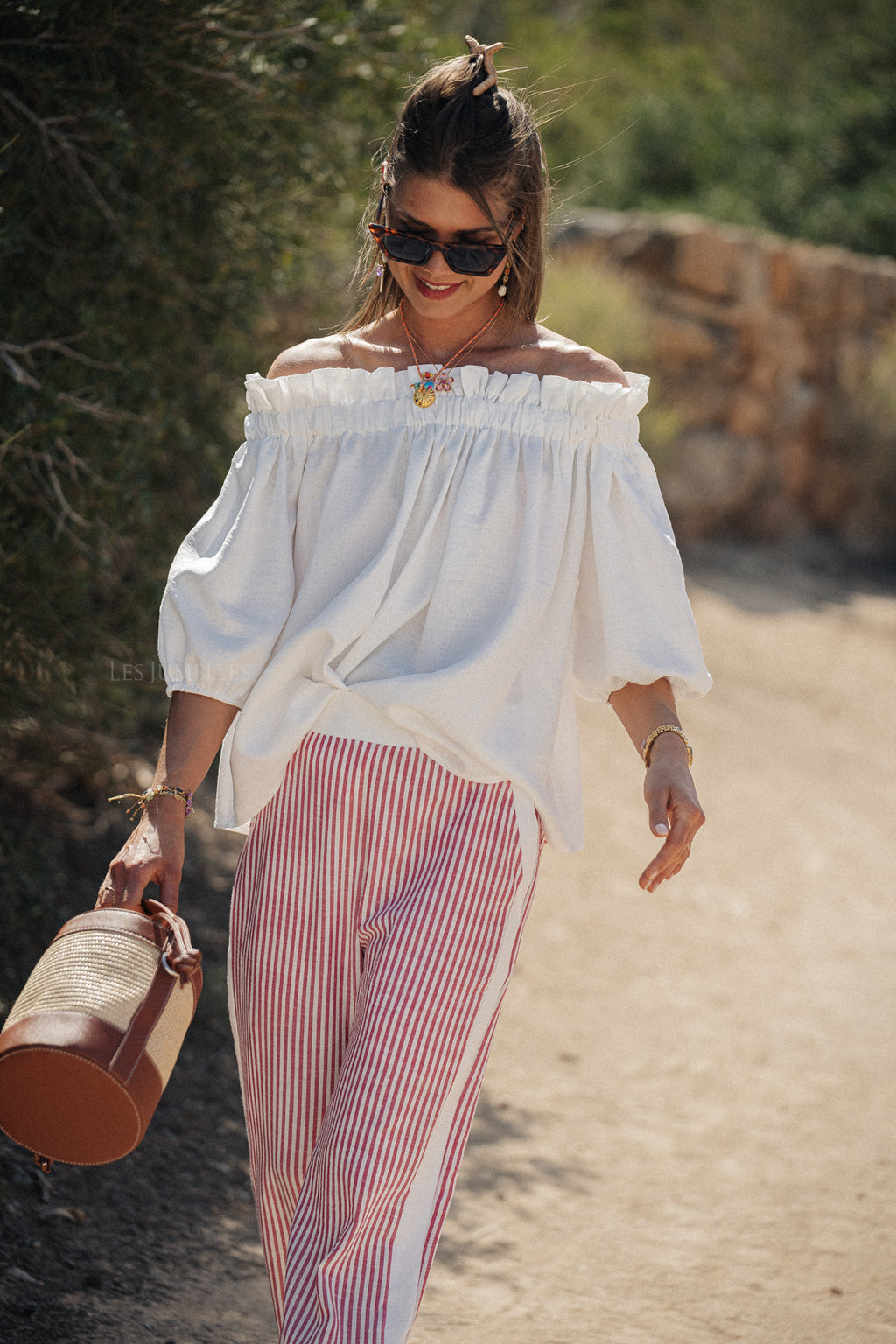 Lila striped pants red/offwhite