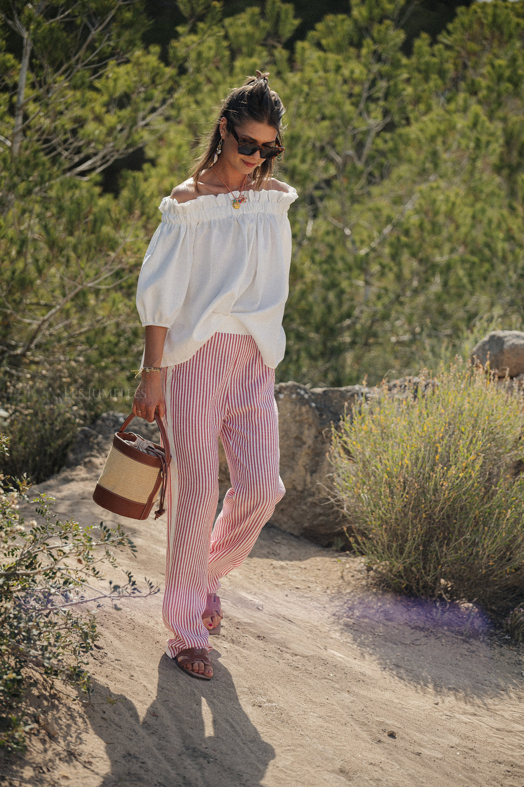 Lila striped pants red/offwhite