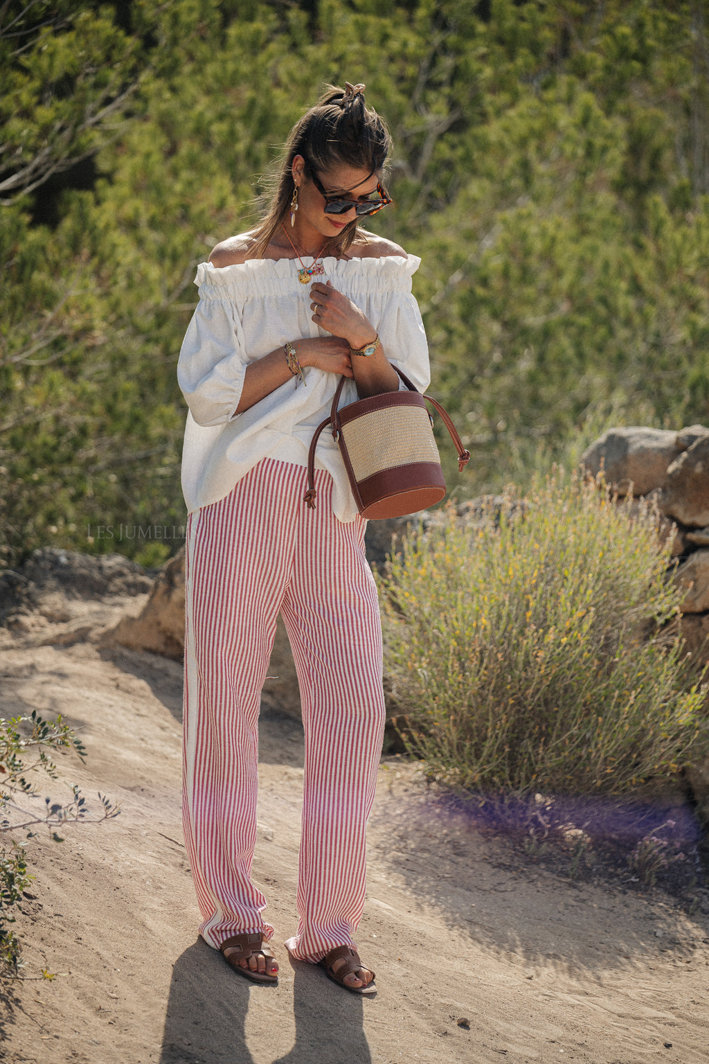 Lila striped pants red/offwhite