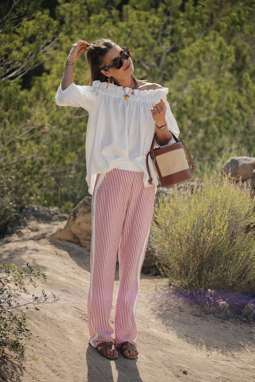 Lila striped pants red/offwhite