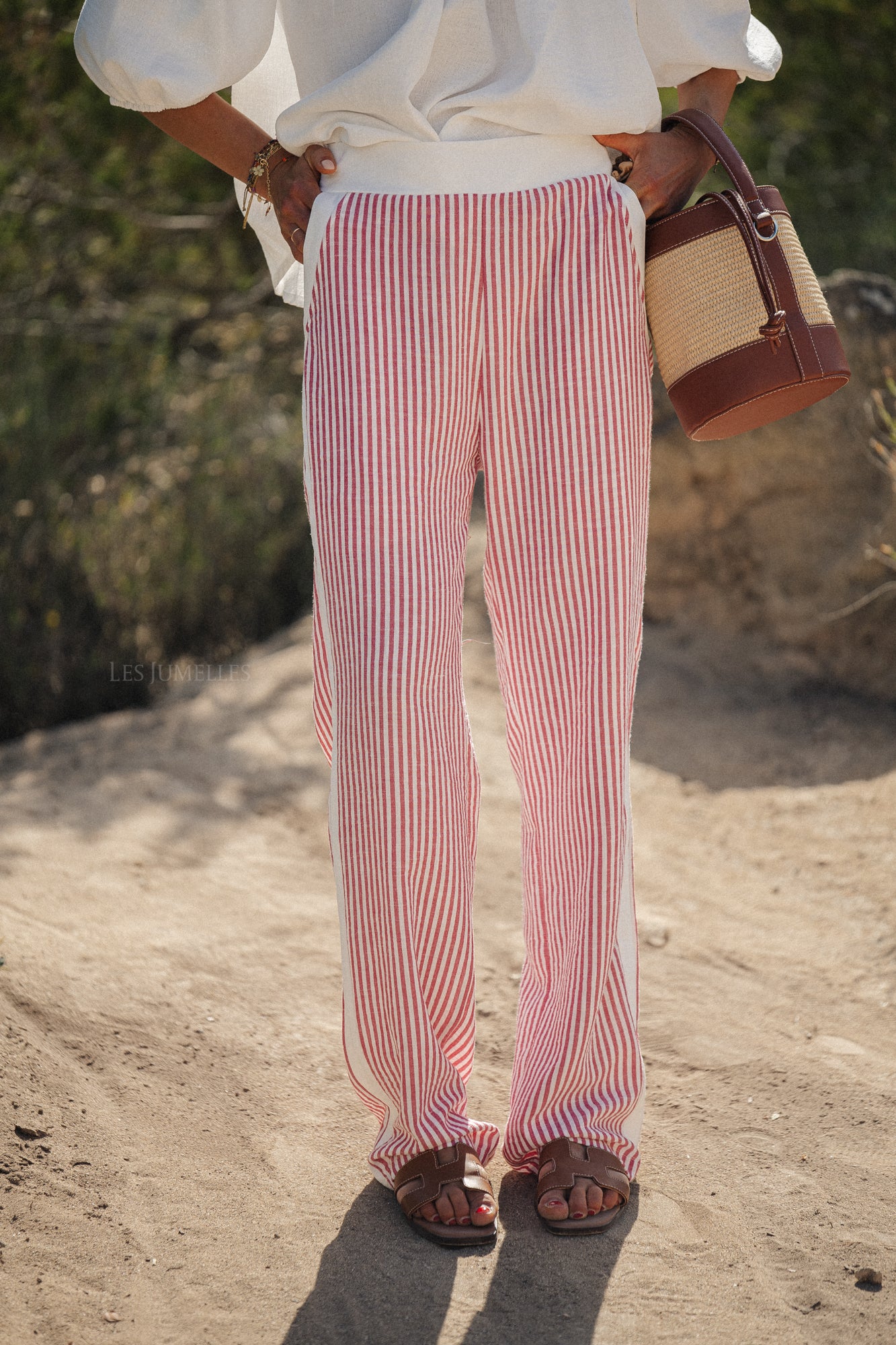 Lila striped pants red/offwhite
