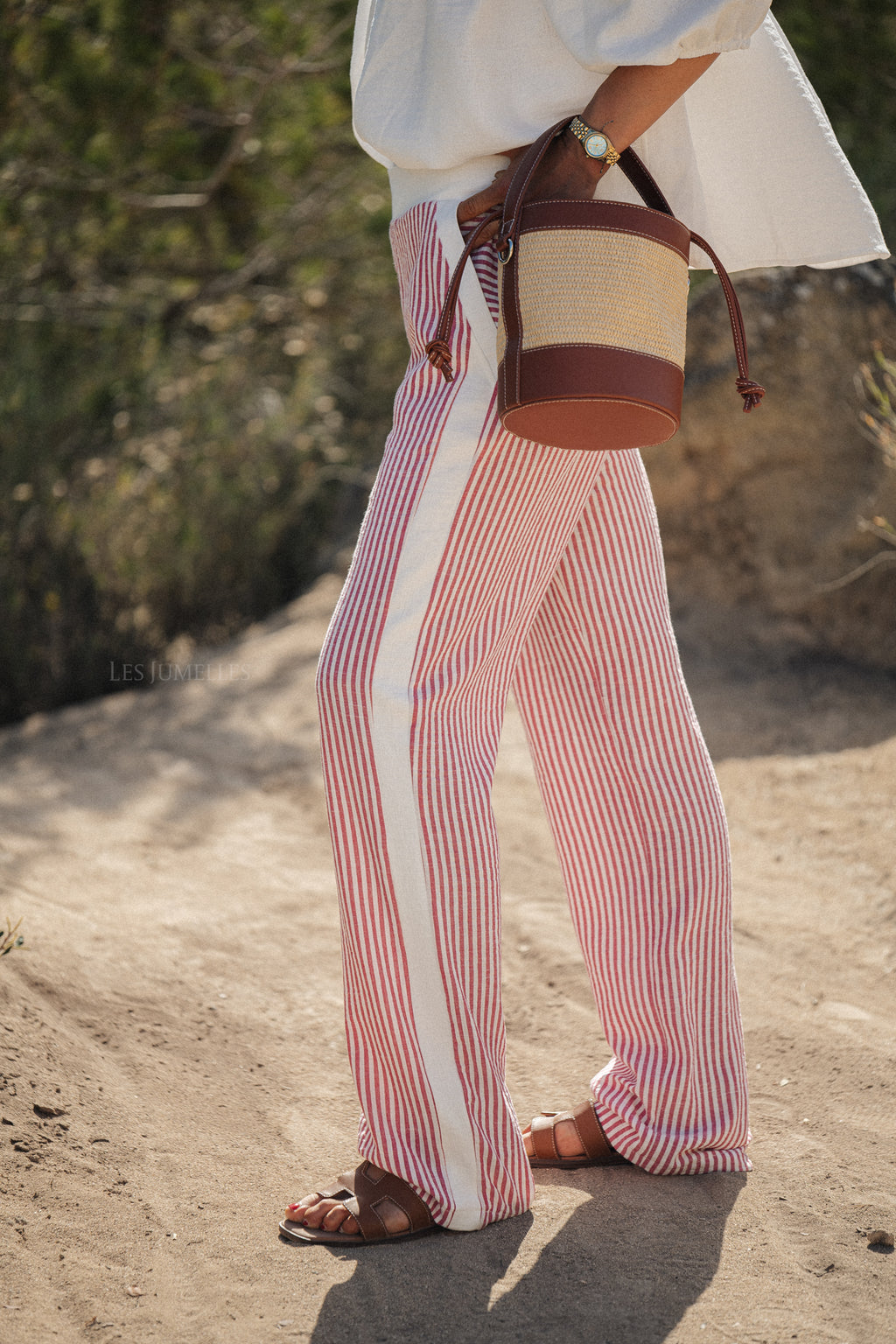 Lila striped pants red/offwhite